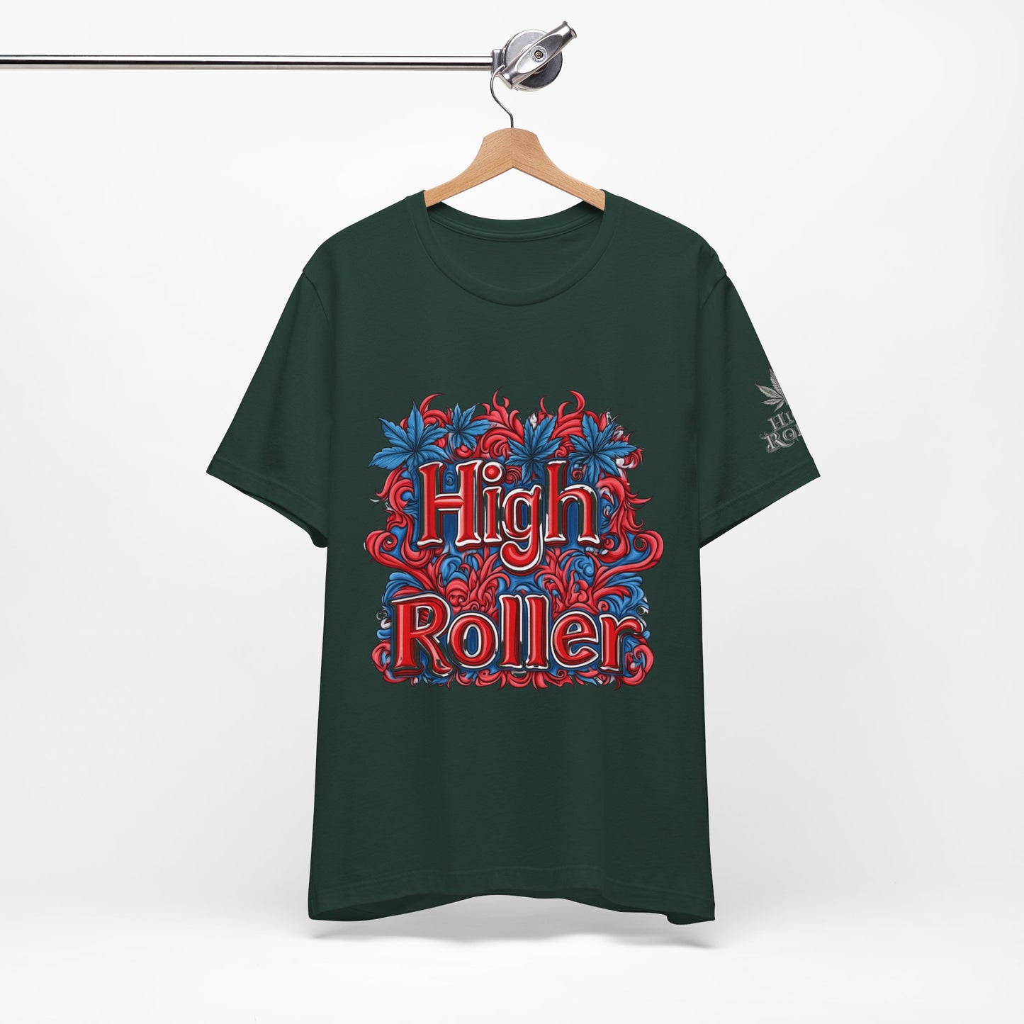 High Roller Ornate Logo Tee - Cannabis Typography Art Design | High Roller