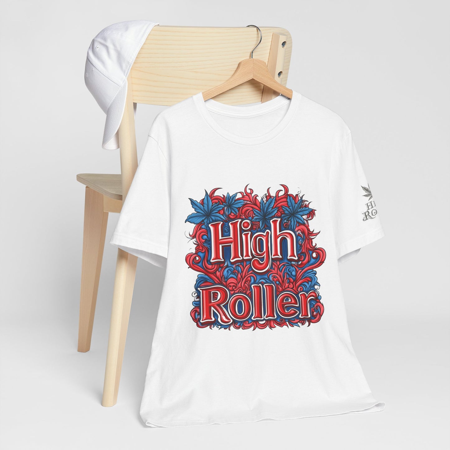 High Roller Ornate Logo Tee - Cannabis Typography Art Design | High Roller