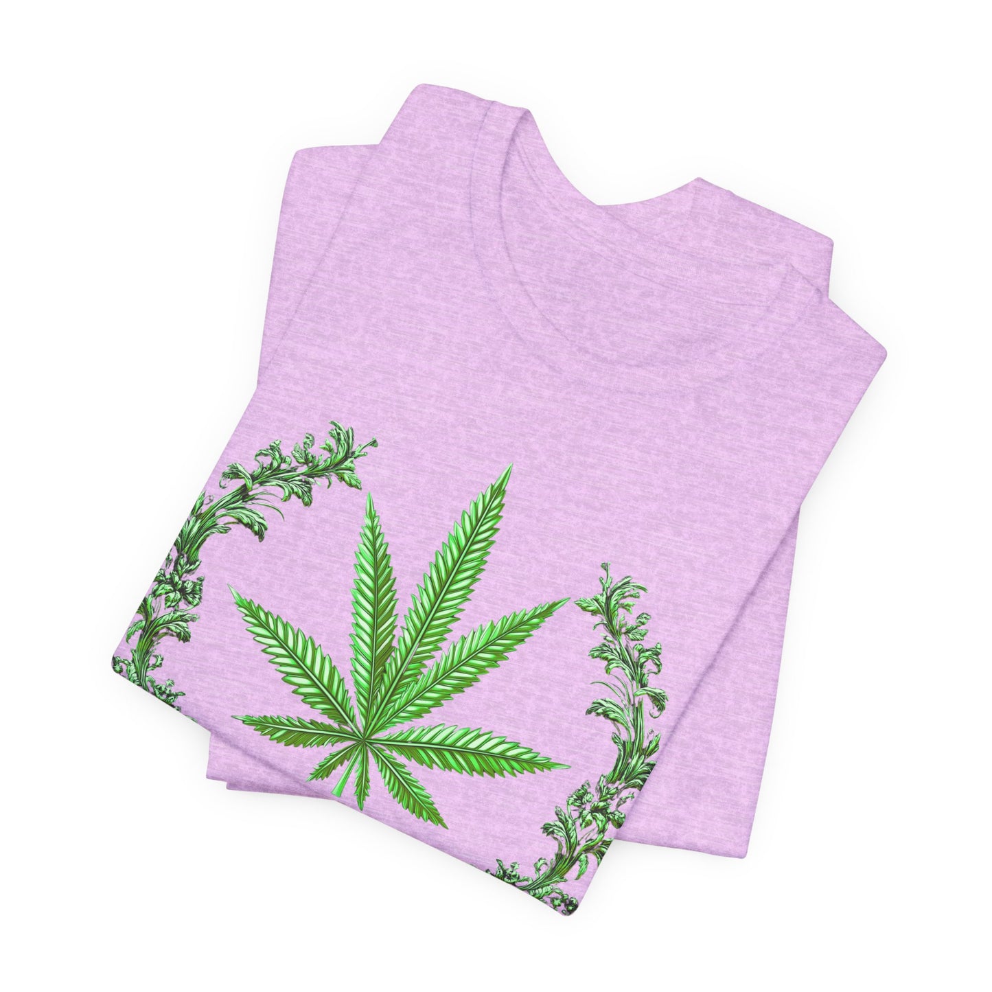 Cannabis Crest Wreath Tee - Botanical Elegance Art Design | High Roller