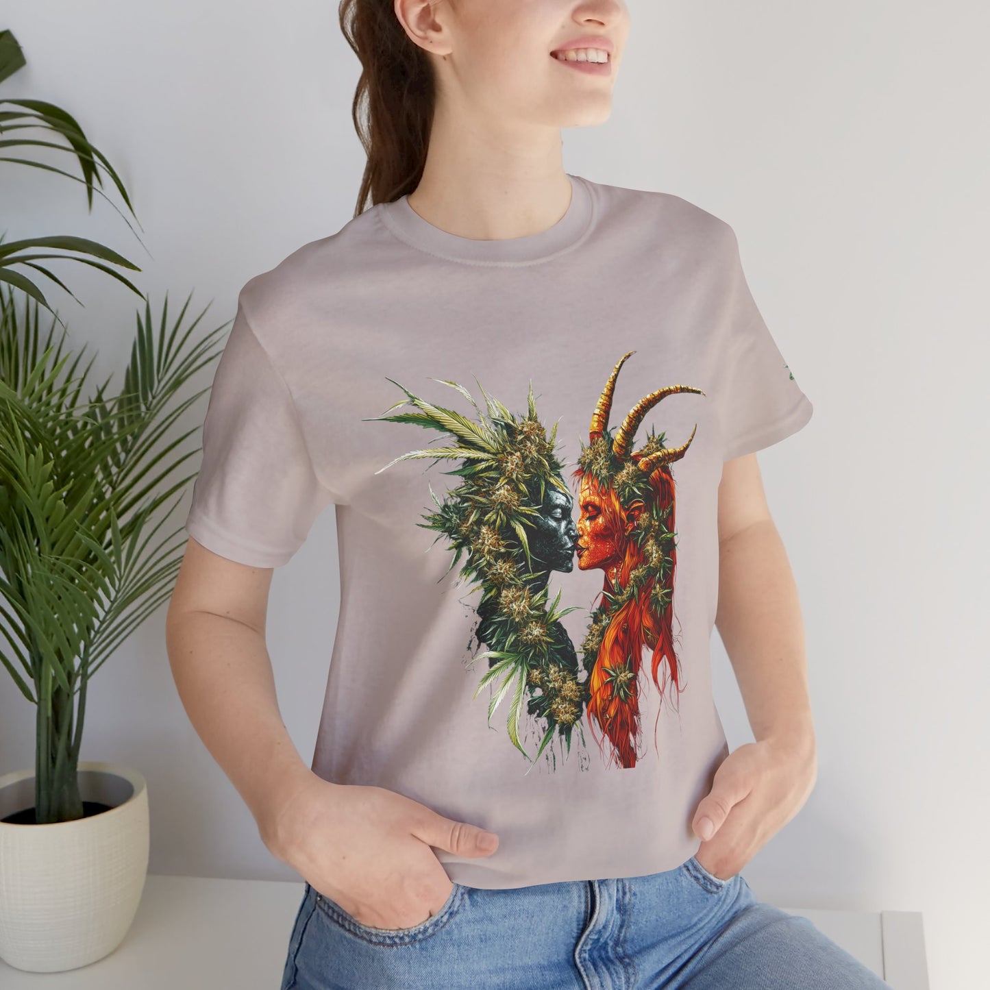 Cannabis Art Dual Face T-Shirt - Premium Unisex Cotton Tee