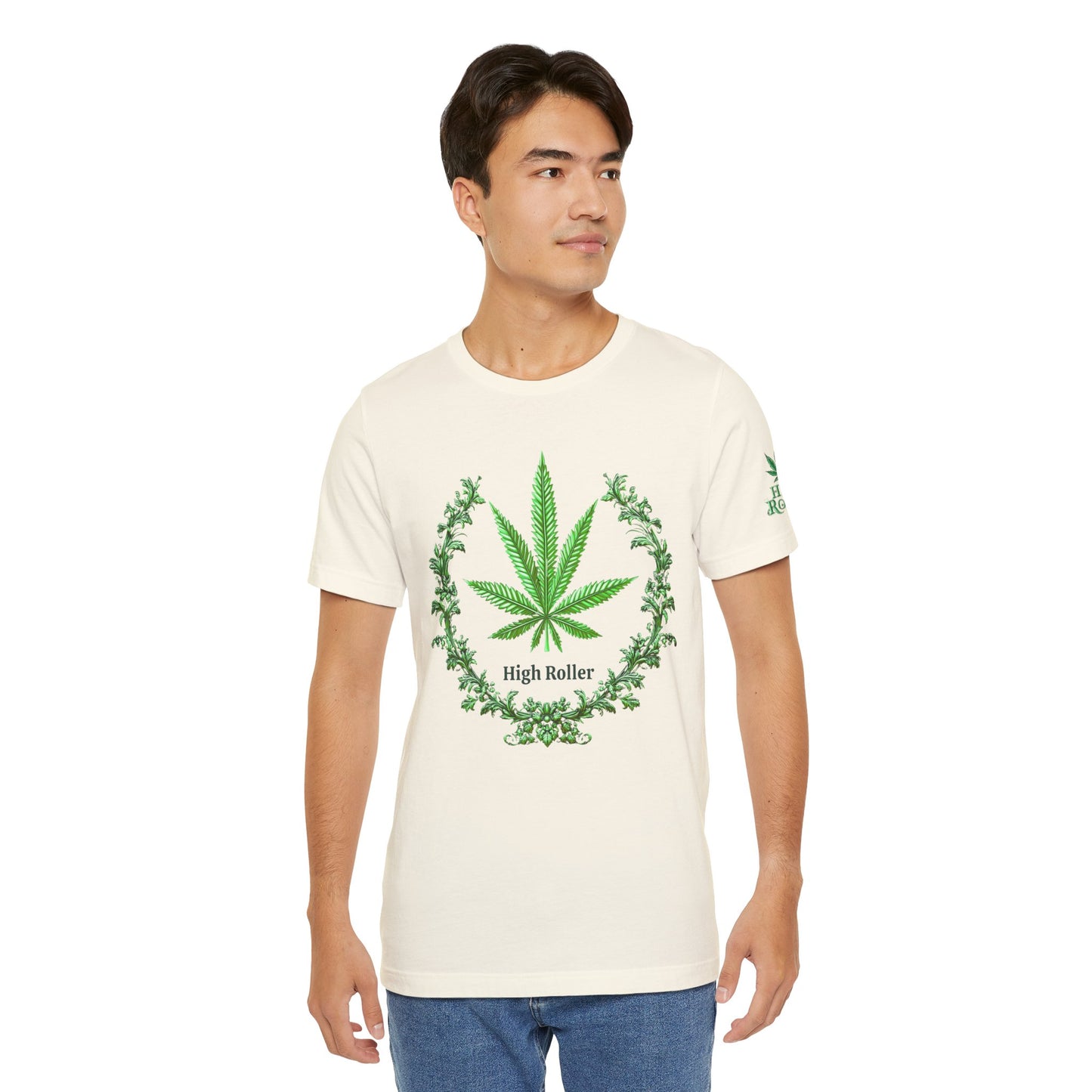 Cannabis Crest Wreath Tee - Botanical Elegance Art Design | High Roller