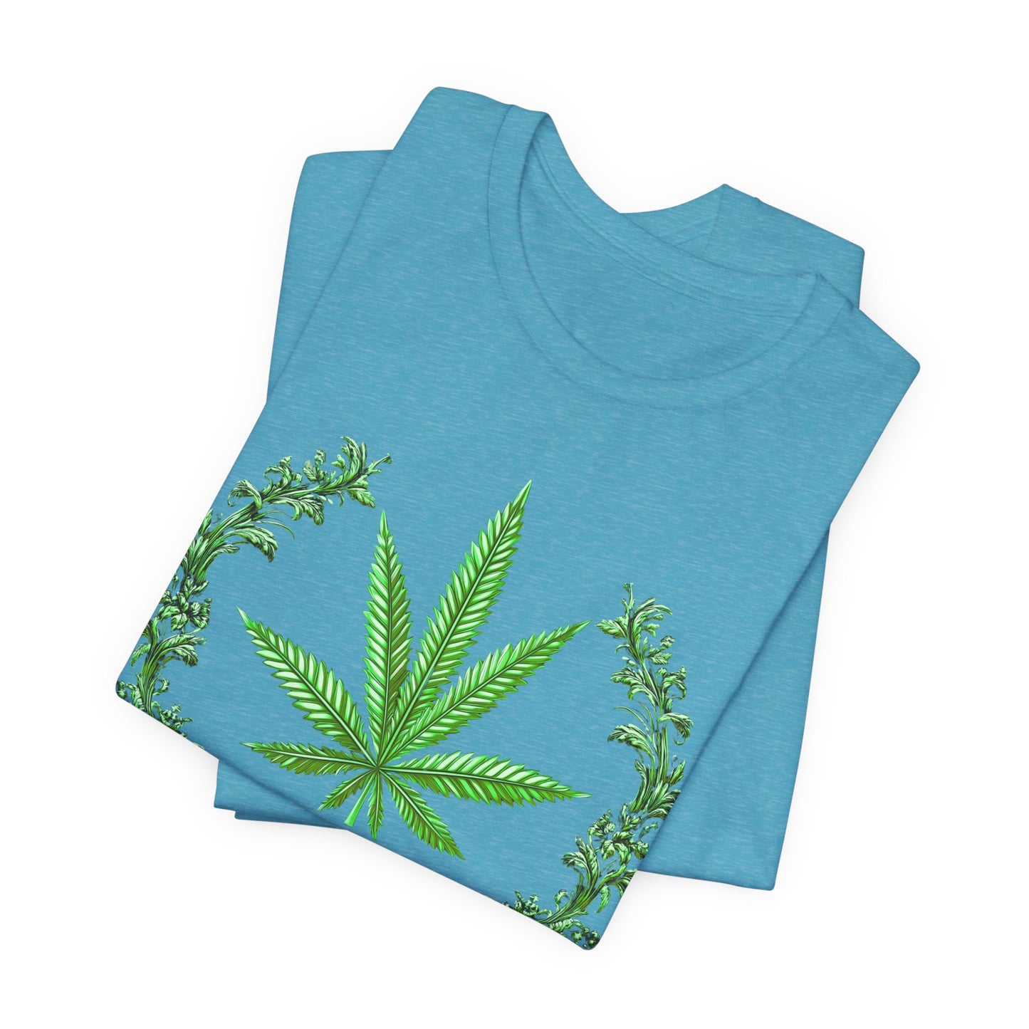 Cannabis Crest Wreath Tee - Botanical Elegance Art Design | High Roller