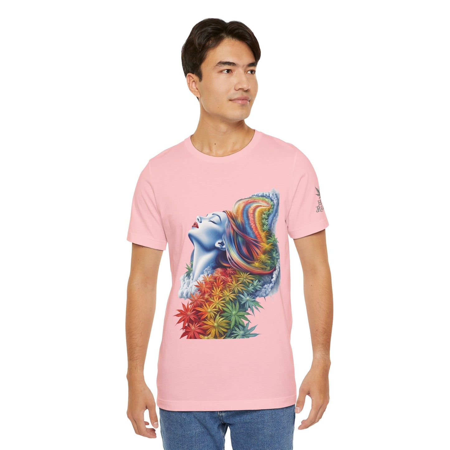 Rainbow Cannabis Goddess Tee - Ethereal Beauty Art Design | High Roller