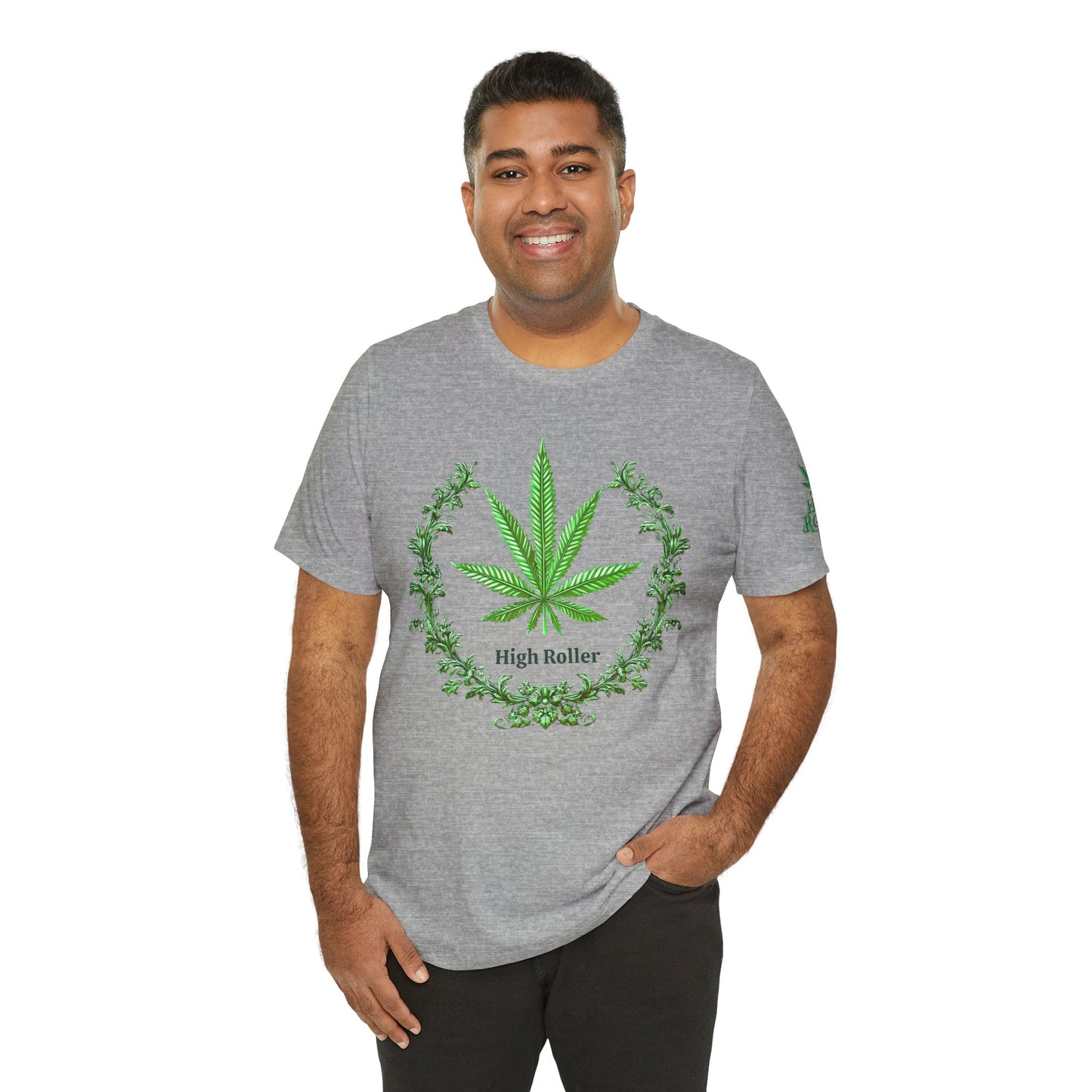 Cannabis Crest Wreath Tee - Botanical Elegance Art Design | High Roller