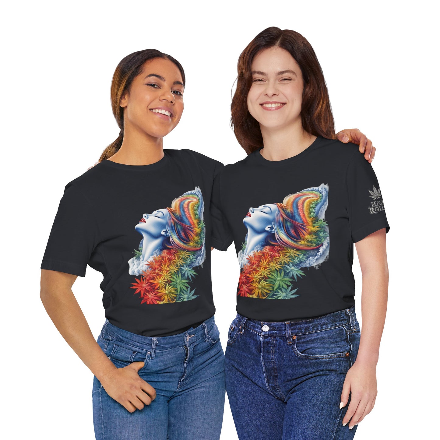 Rainbow Cannabis Goddess Tee - Ethereal Beauty Art Design | High Roller