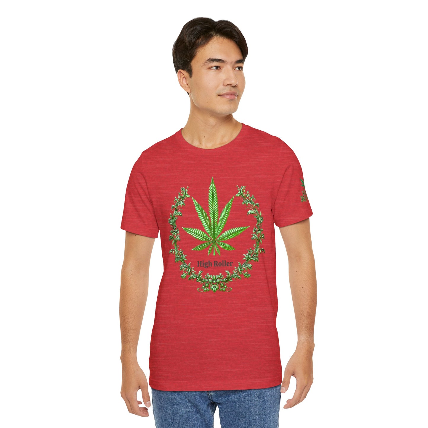 Cannabis Crest Wreath Tee - Botanical Elegance Art Design | High Roller