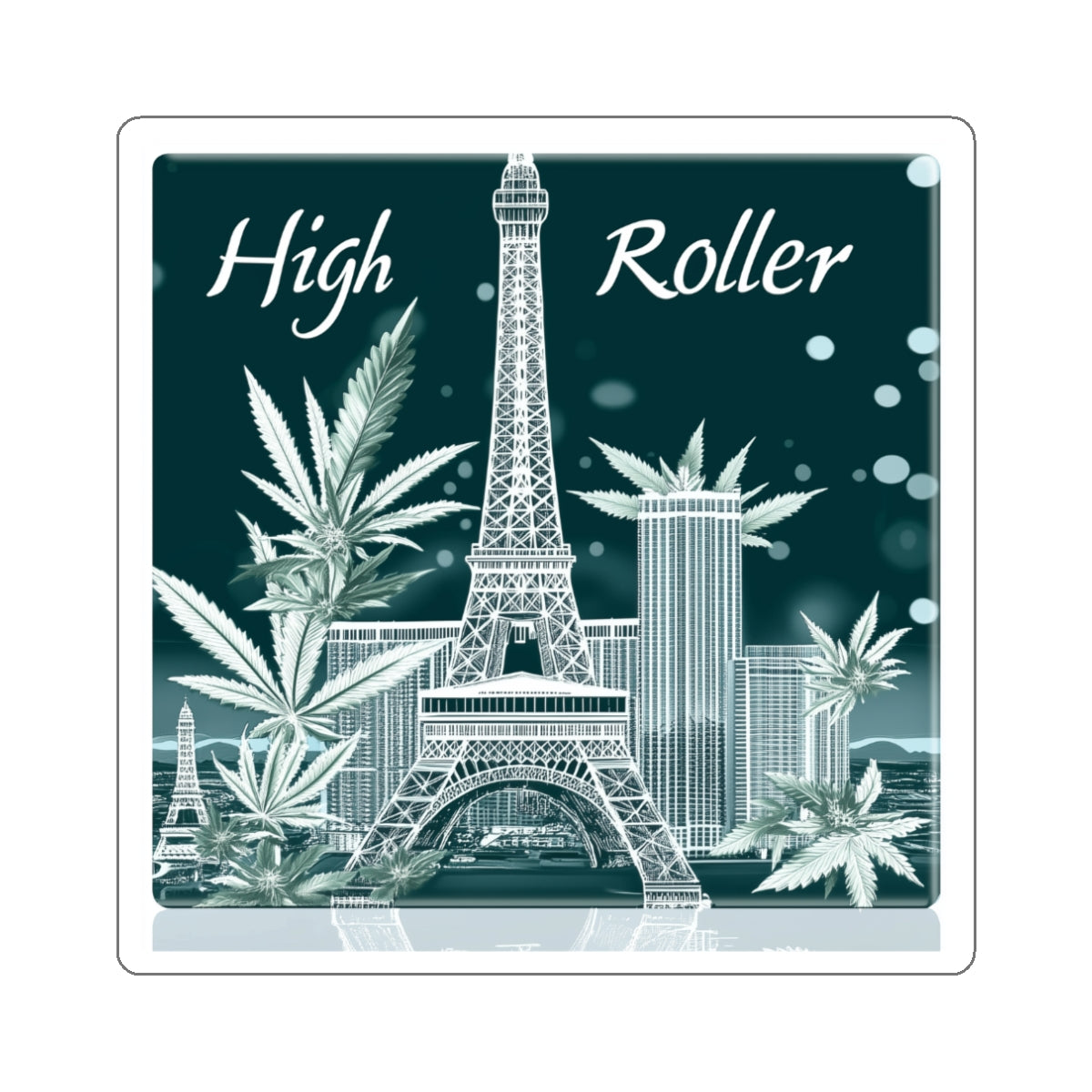 Vegas Crystal Cannabis Art Sticker | High Roller Etched Glass Design | Premium Die-Cut Vinyl Decal