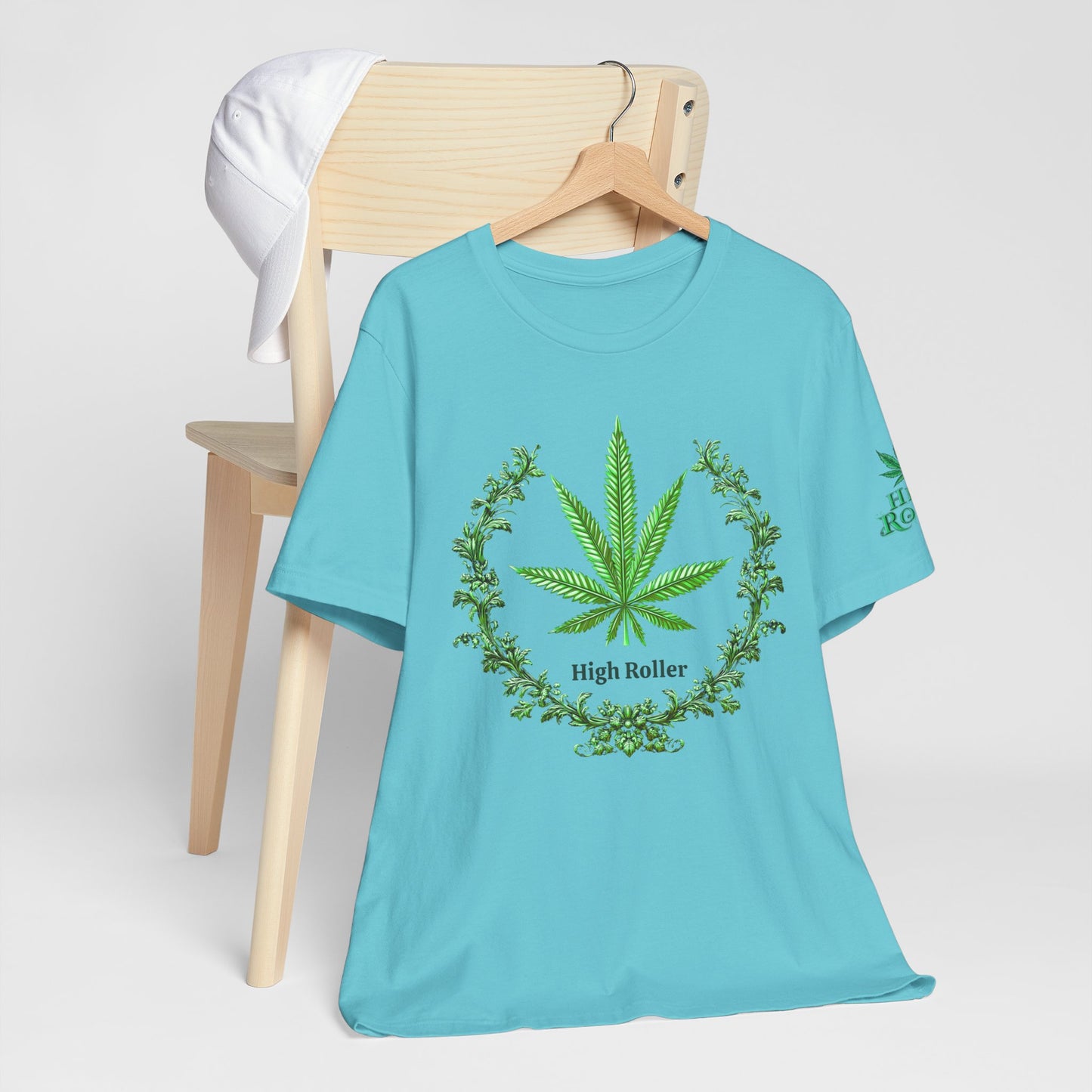 Cannabis Crest Wreath Tee - Botanical Elegance Art Design | High Roller