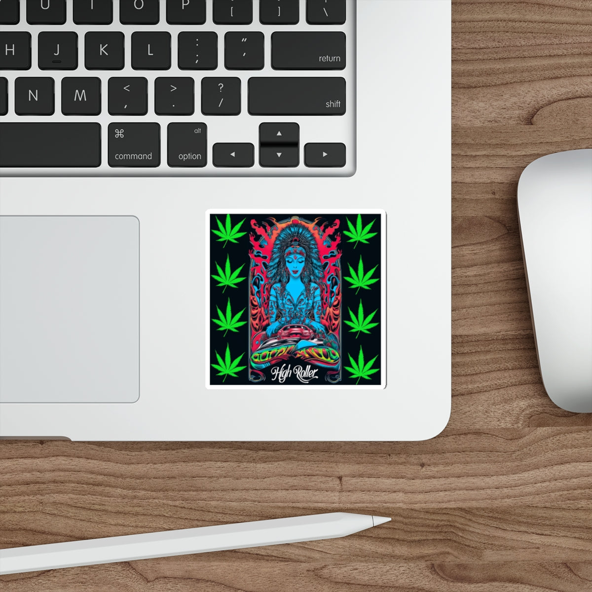 Sacred Cannabis Fire Meditation Sticker | High Roller Spiritual Art | Premium Die-Cut Vinyl Decal