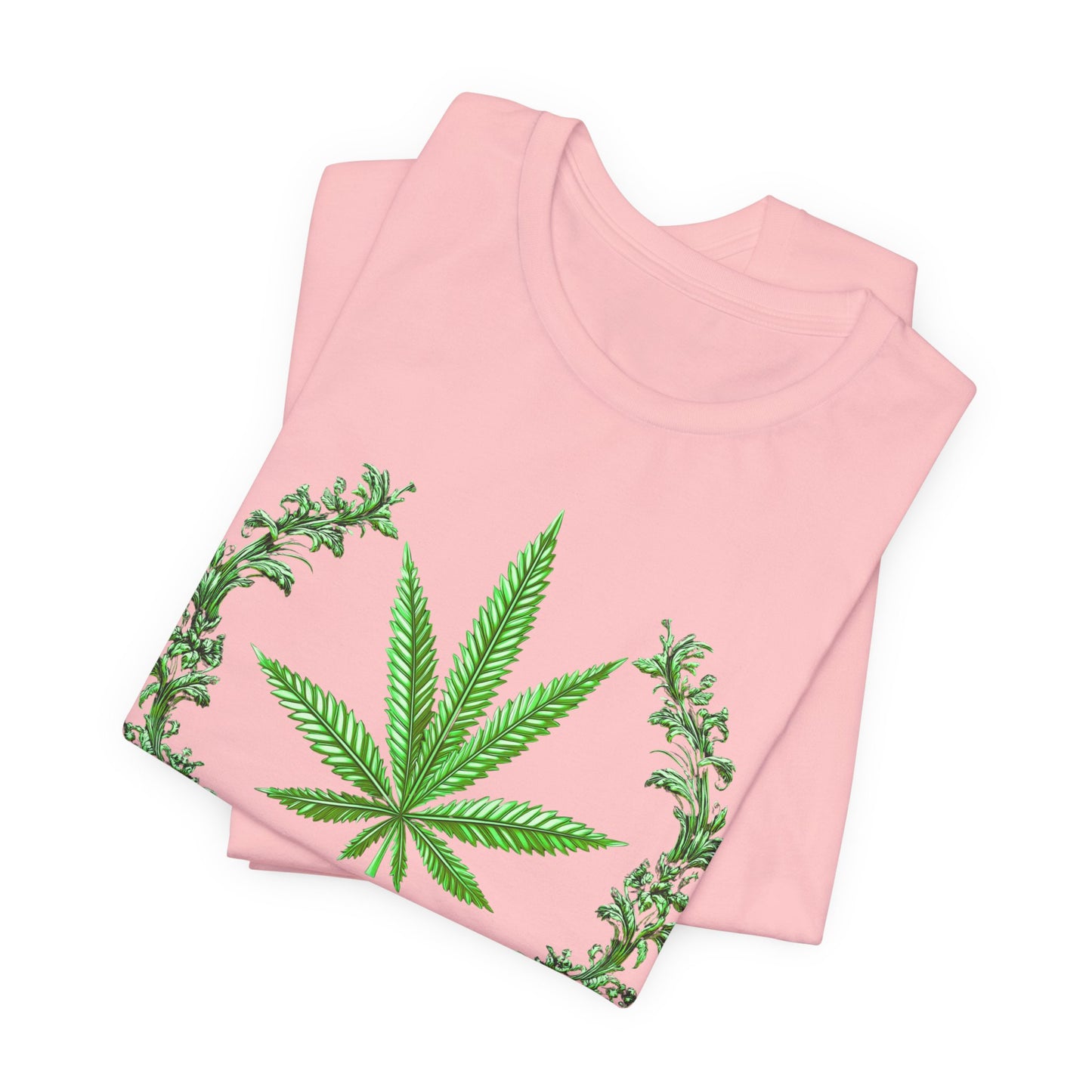 Cannabis Crest Wreath Tee - Botanical Elegance Art Design | High Roller