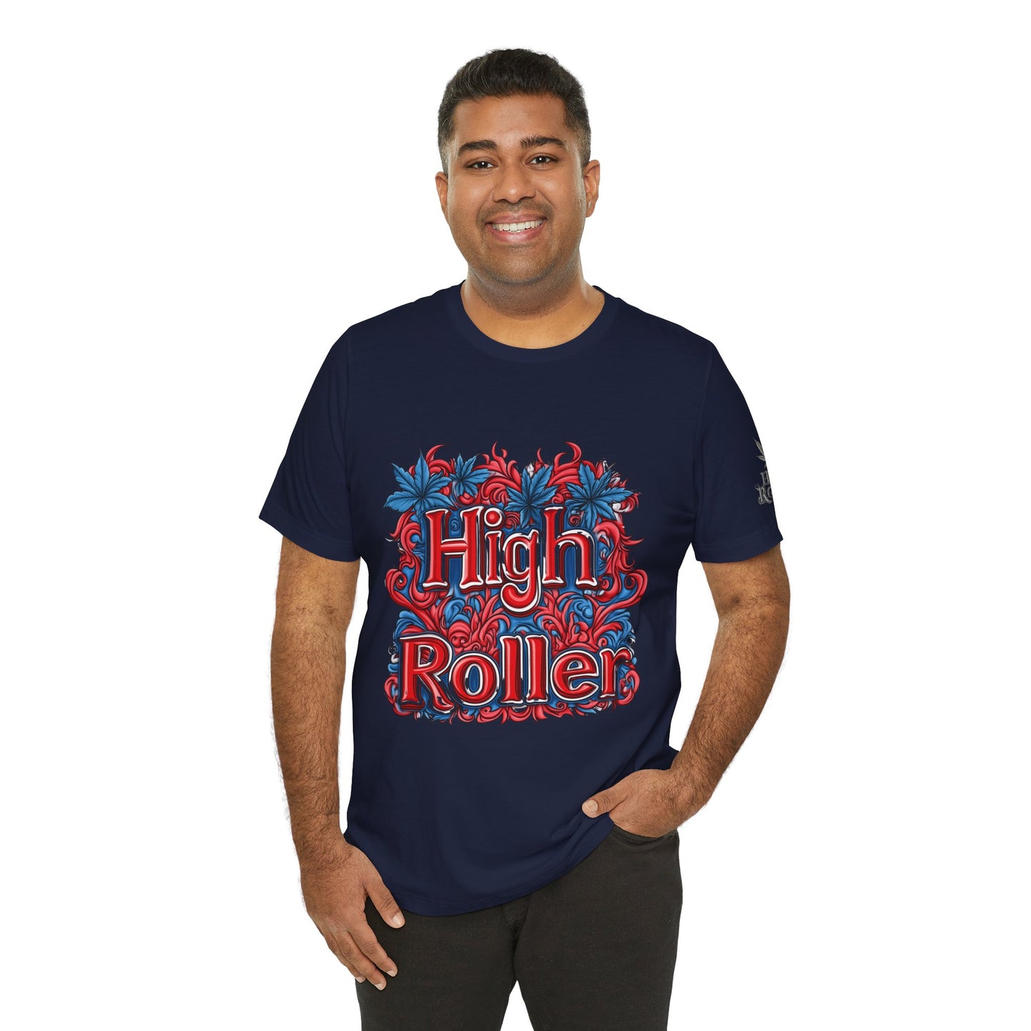 High Roller Ornate Logo Tee - Cannabis Typography Art Design | High Roller