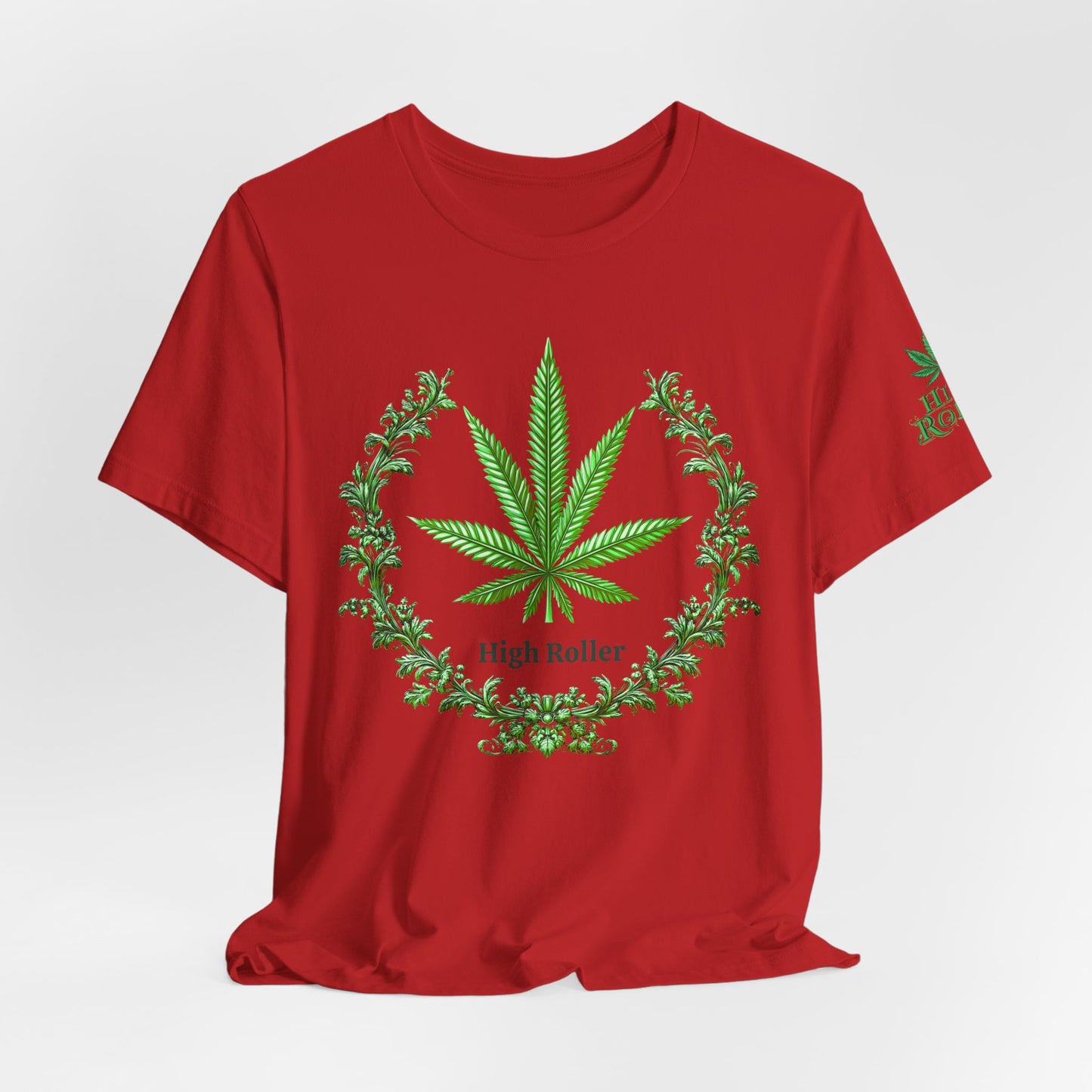Cannabis Crest Wreath Tee - Botanical Elegance Art Design | High Roller