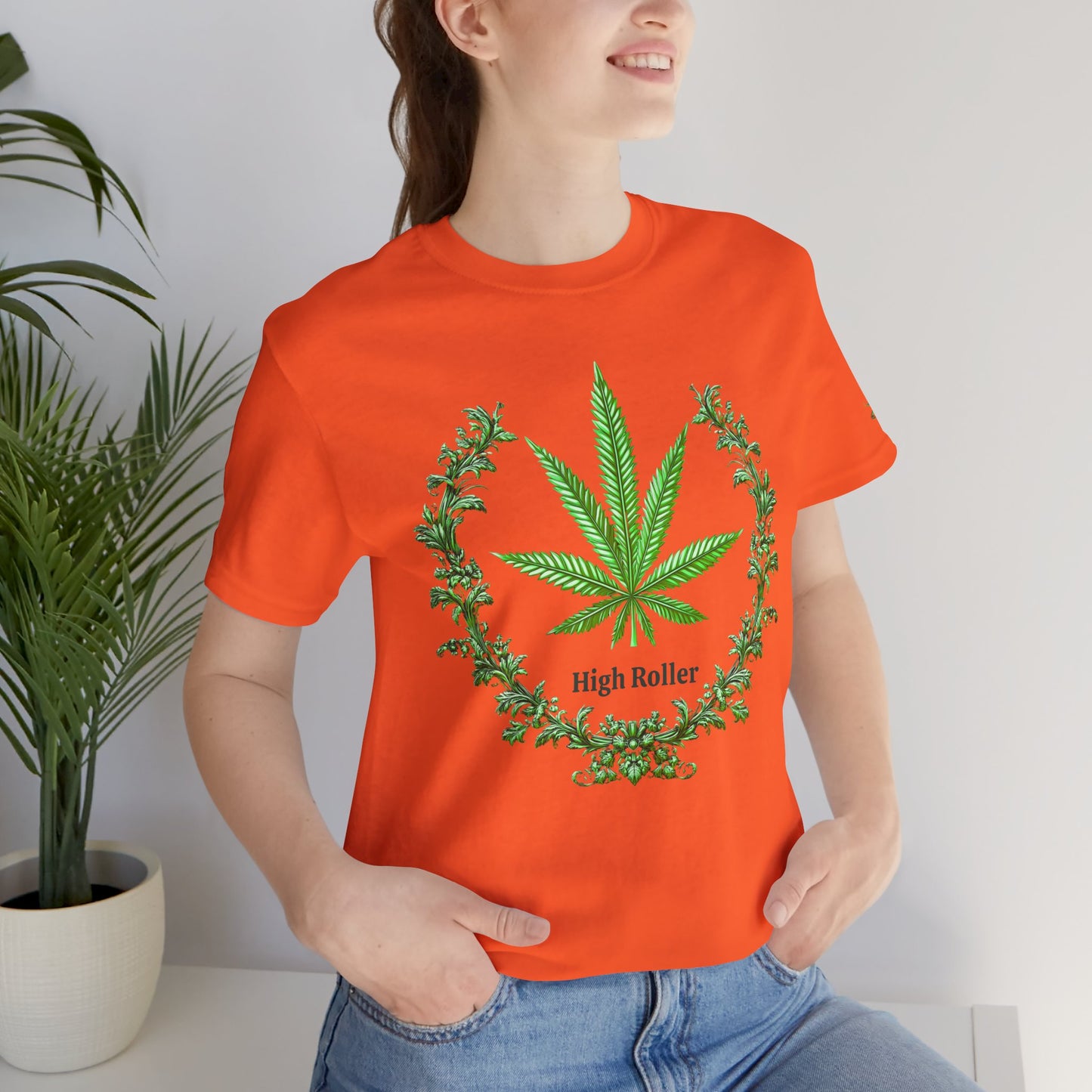 Cannabis Crest Wreath Tee - Botanical Elegance Art Design | High Roller