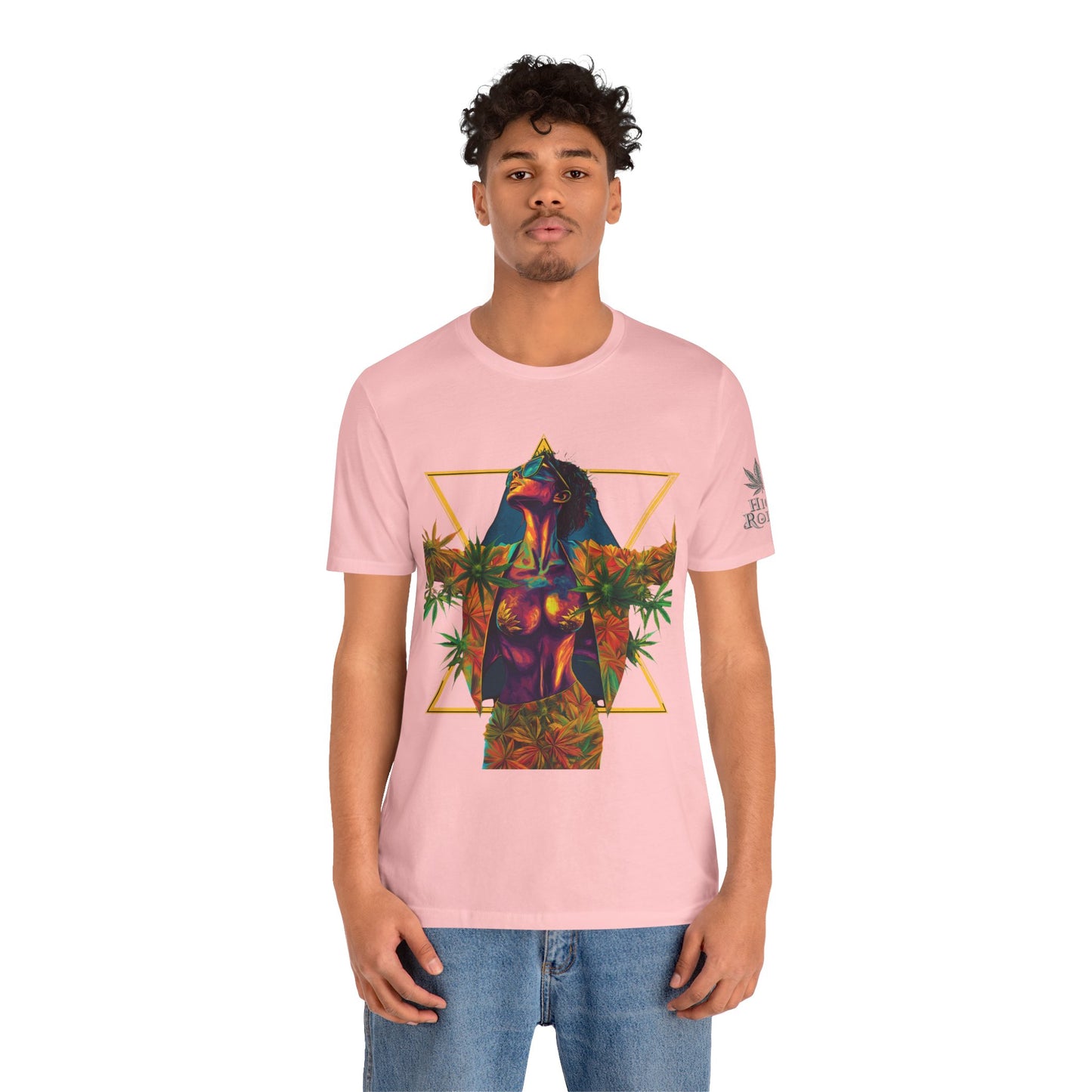Sacred Geometry Cannabis Goddess Tee - Psychedelic Beauty Art Design | High Roller
