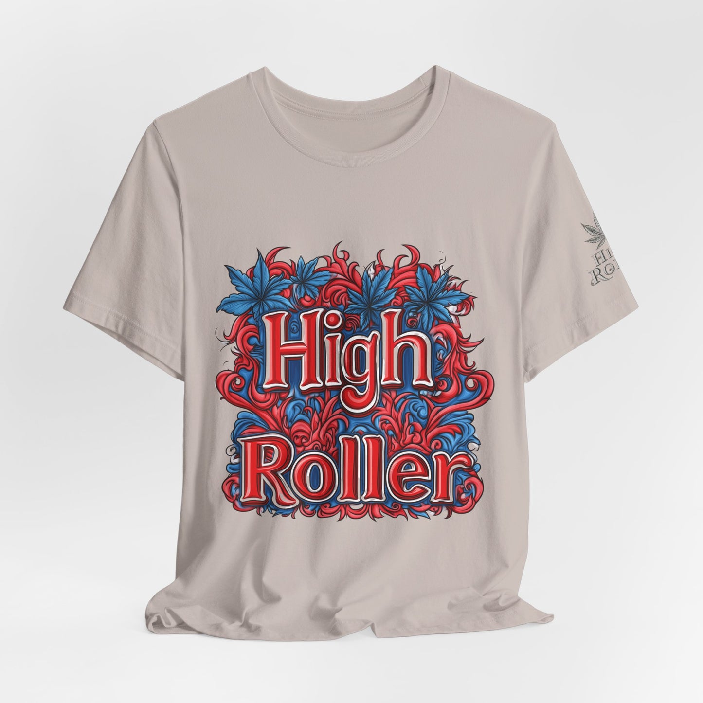 High Roller Ornate Logo Tee - Cannabis Typography Art Design | High Roller