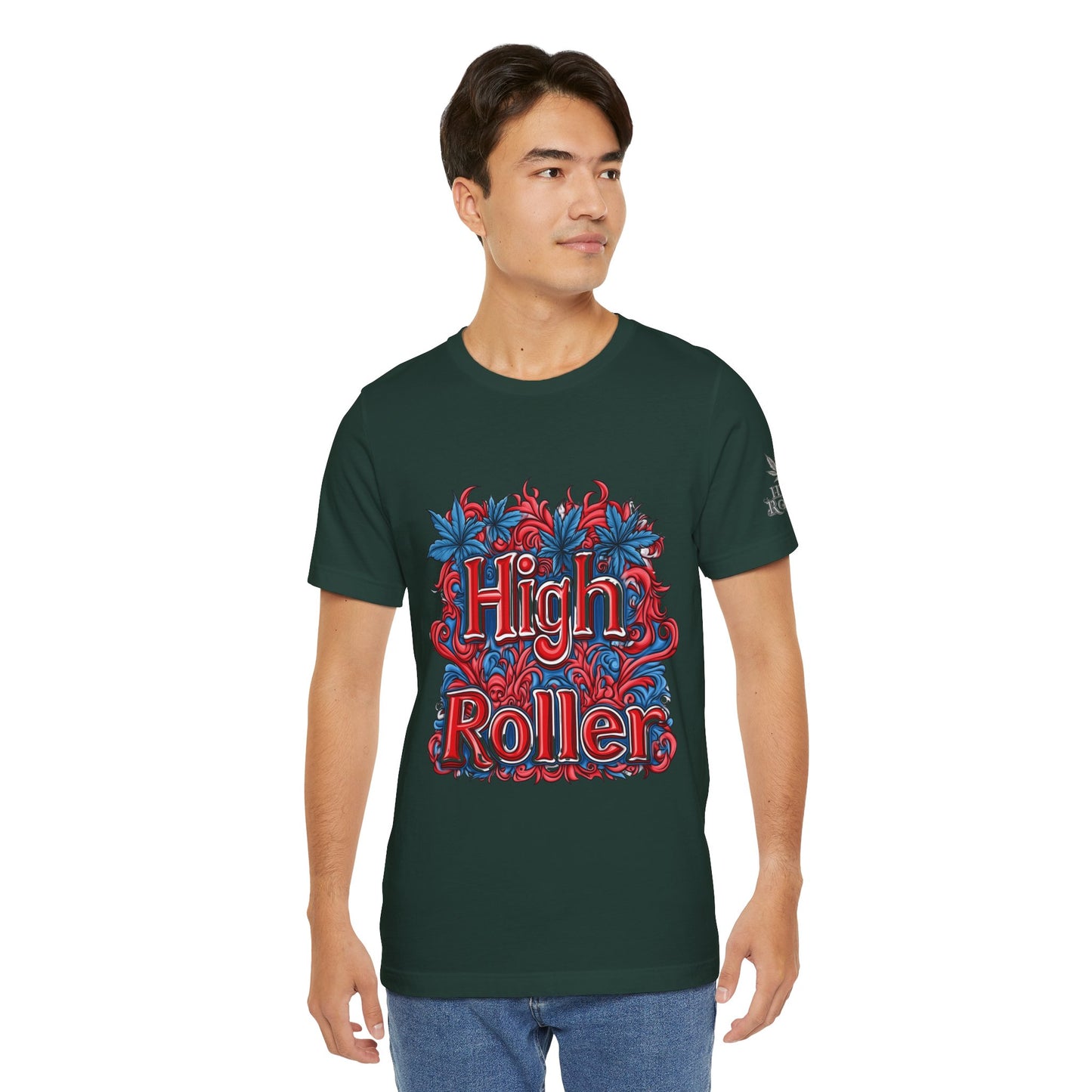 High Roller Ornate Logo Tee - Cannabis Typography Art Design | High Roller
