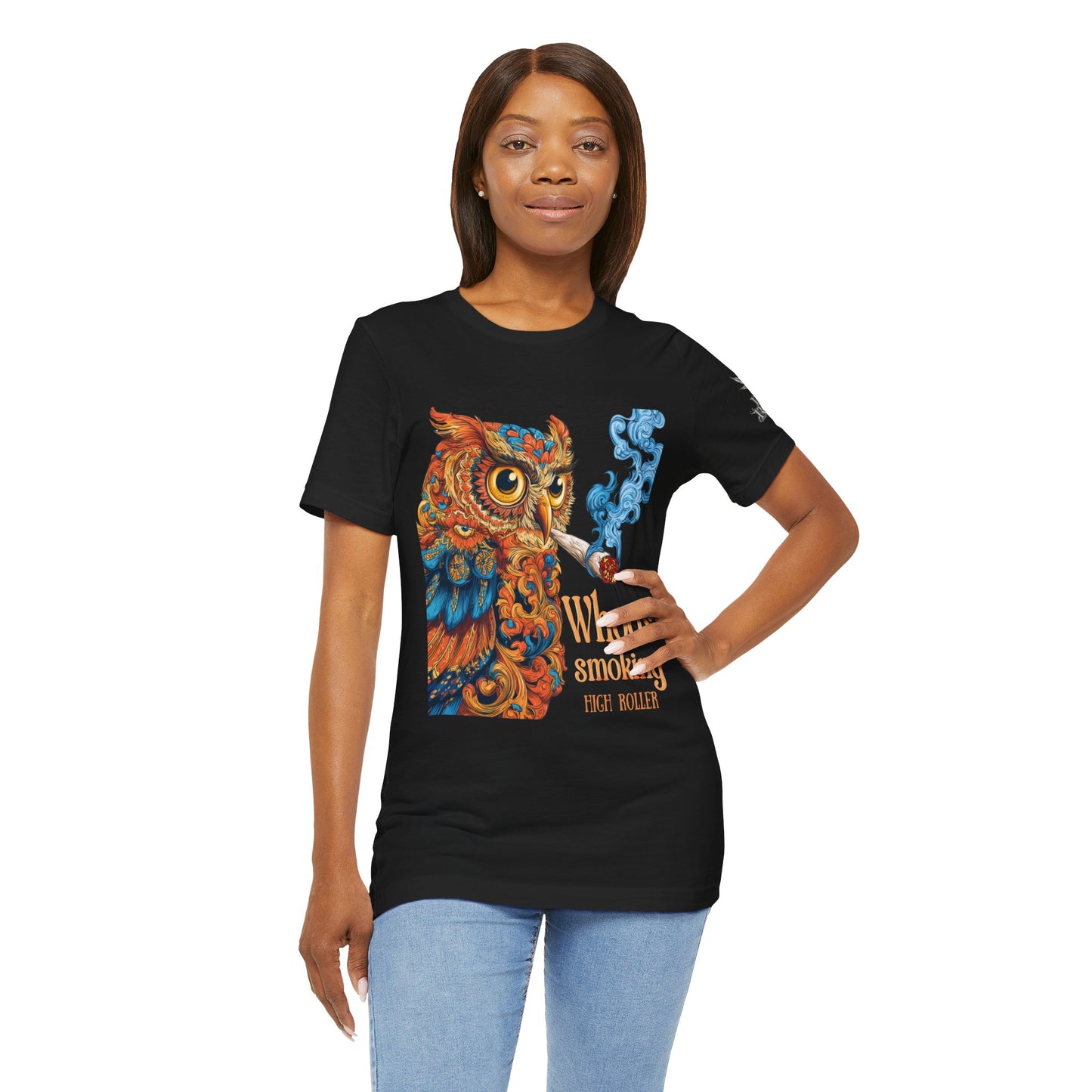 Whoos Smoking Owl Tee - Wise Cannabis Art Design | High Roller