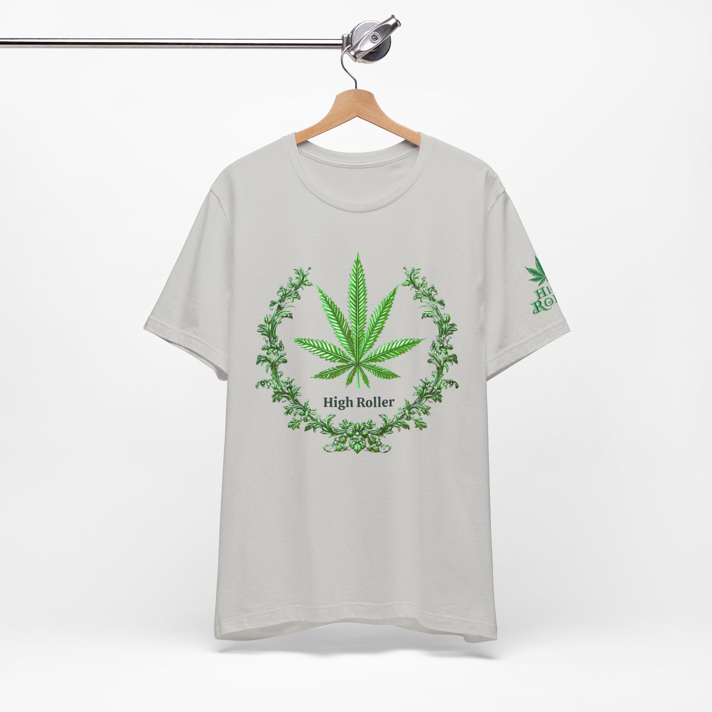 Cannabis Crest Wreath Tee - Botanical Elegance Art Design | High Roller