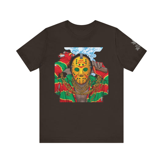 Horror Icon HIGH ROLLER T-Shirt - Premium Cannabis Slasher Culture Apparel"