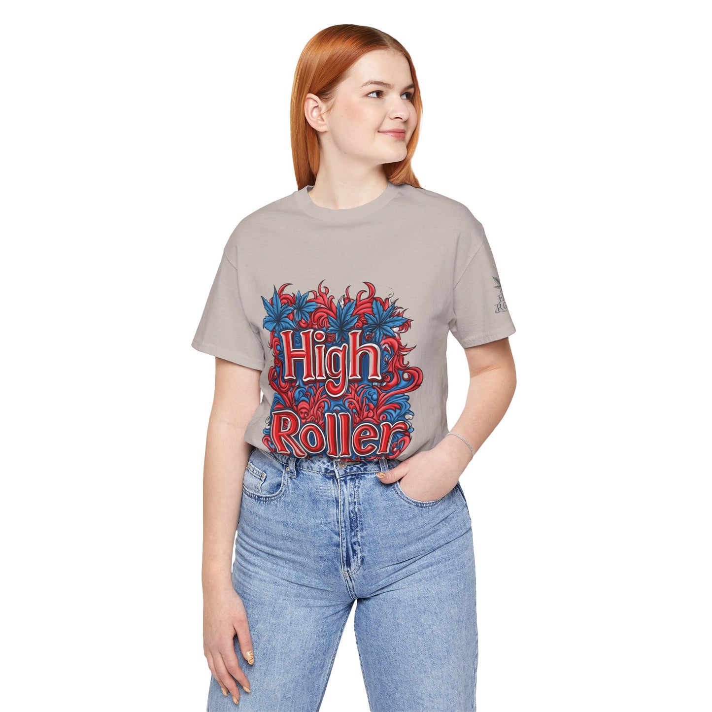High Roller Ornate Logo Tee - Cannabis Typography Art Design | High Roller