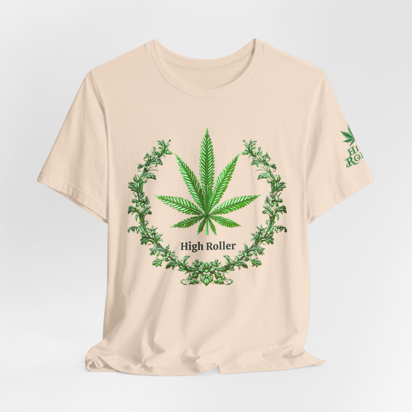 Cannabis Crest Wreath Tee - Botanical Elegance Art Design | High Roller