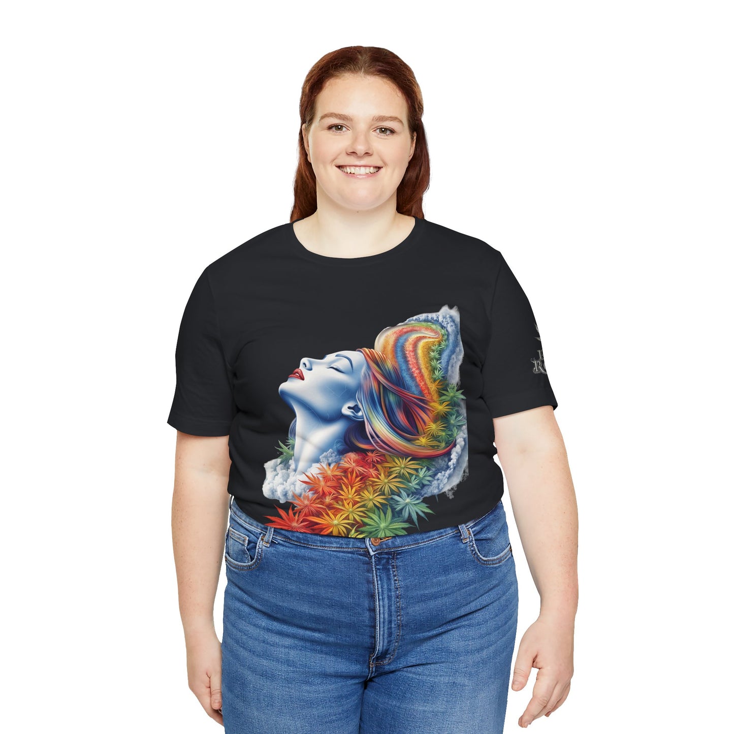 Rainbow Cannabis Goddess Tee - Ethereal Beauty Art Design | High Roller