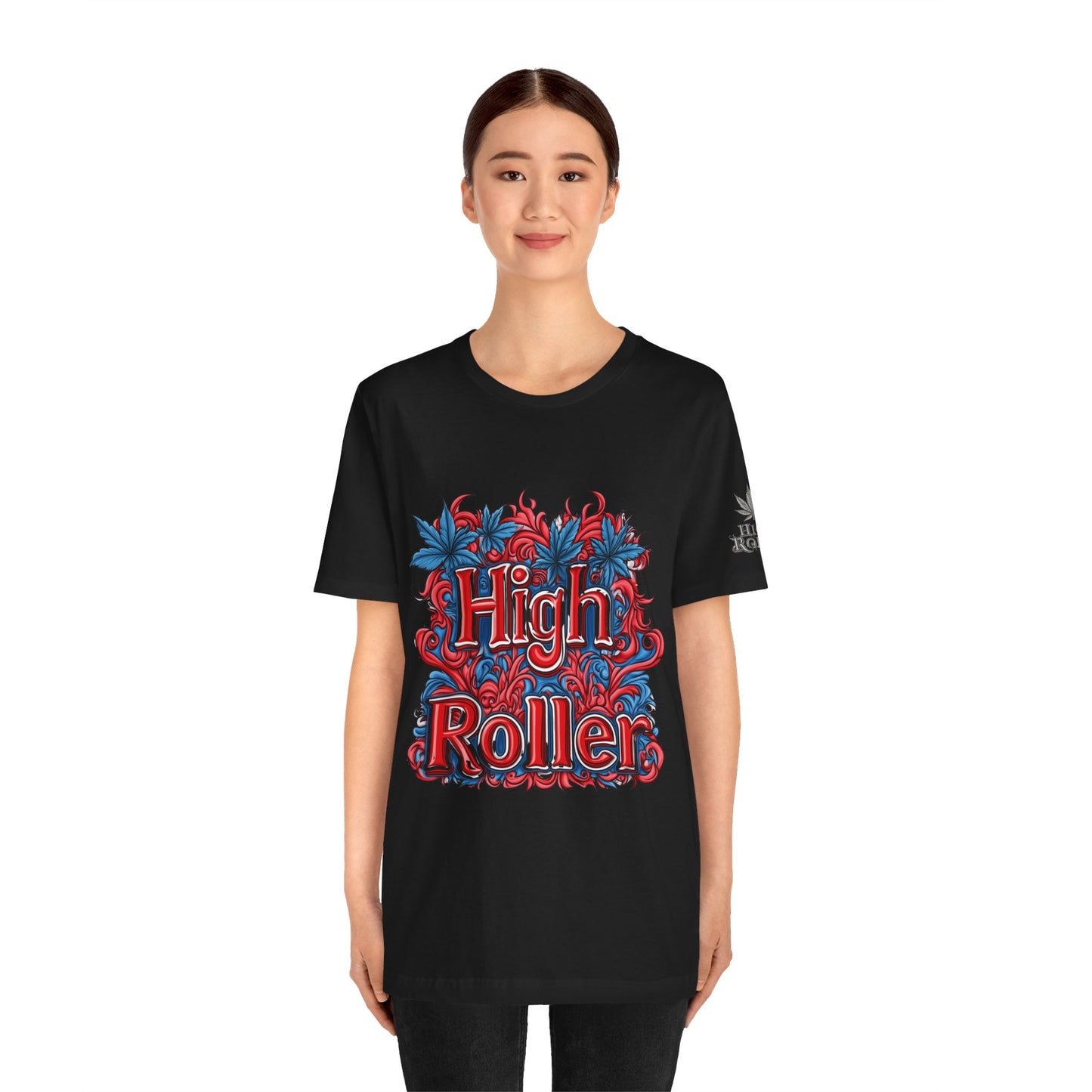 High Roller Ornate Logo Tee - Cannabis Typography Art Design | High Roller
