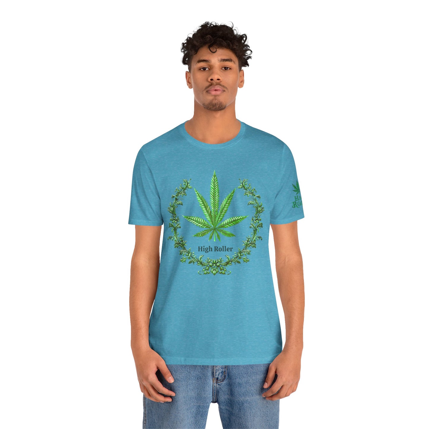 Cannabis Crest Wreath Tee - Botanical Elegance Art Design | High Roller