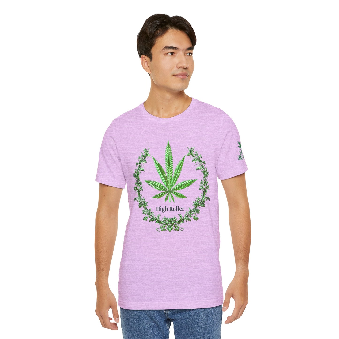 Cannabis Crest Wreath Tee - Botanical Elegance Art Design | High Roller