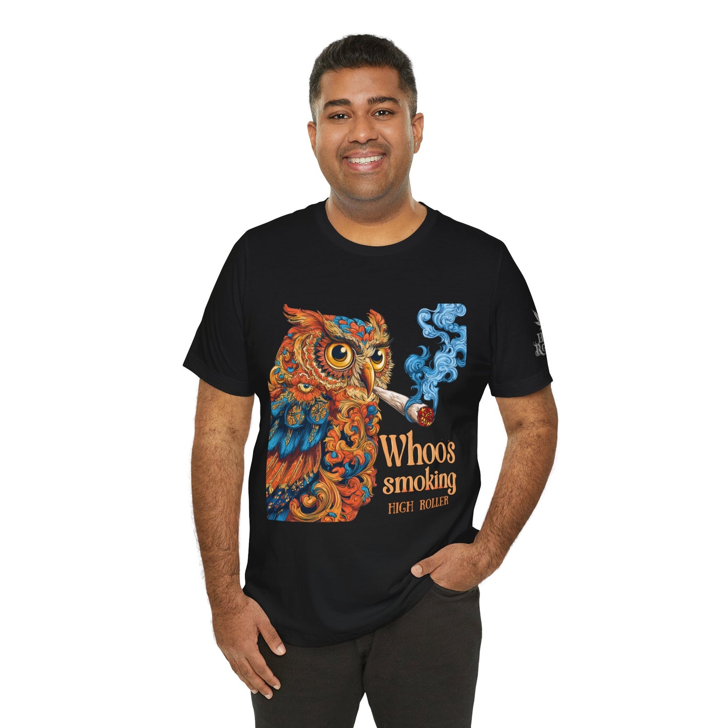 Whoos Smoking Owl Tee - Wise Cannabis Art Design | High Roller