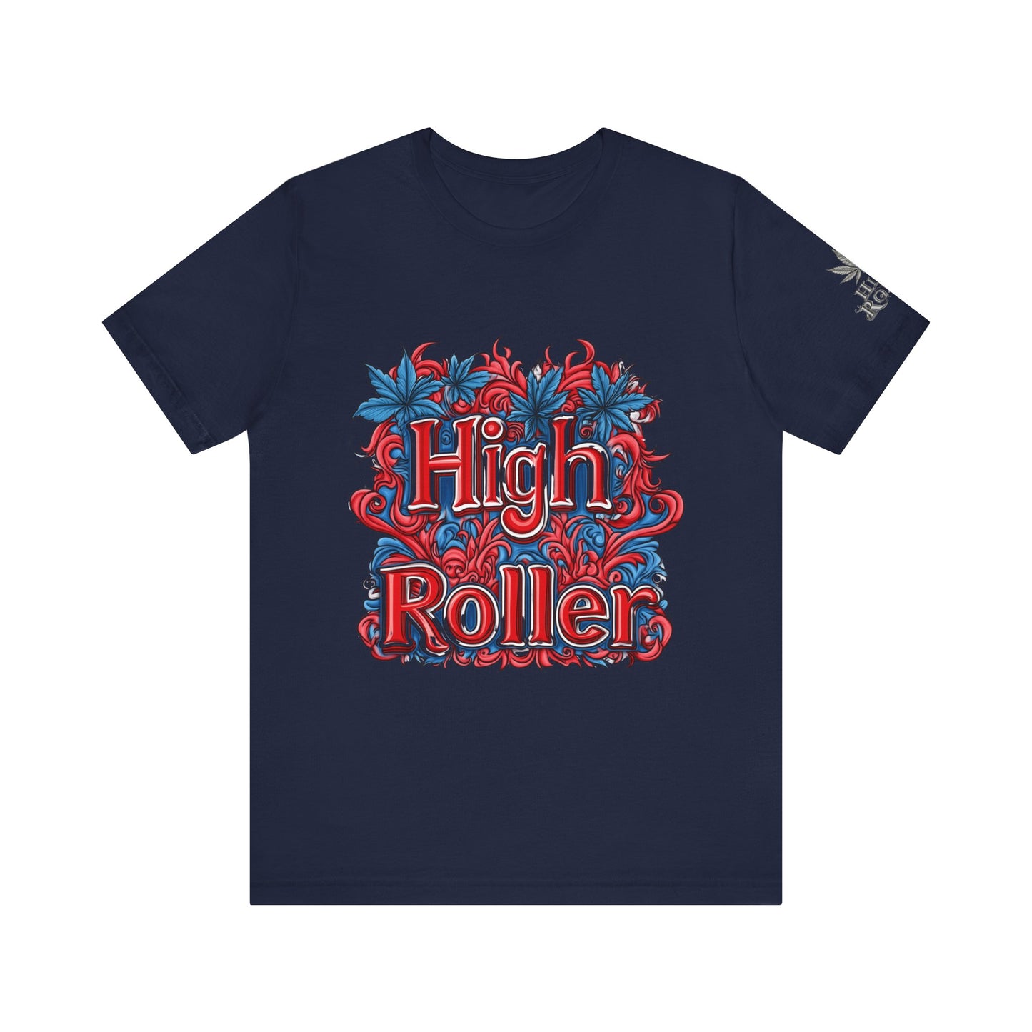 High Roller Ornate Logo Tee - Cannabis Typography Art Design | High Roller