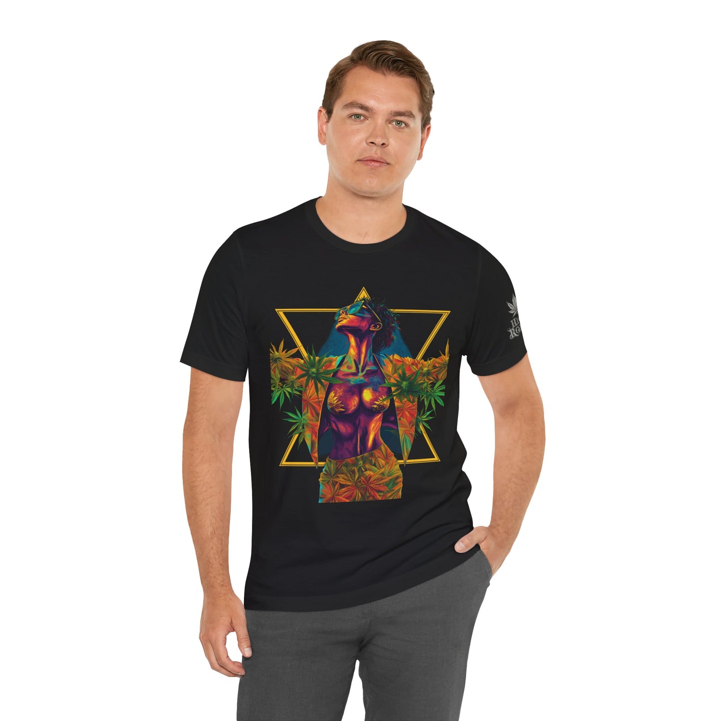Sacred Geometry Cannabis Goddess Tee - Psychedelic Beauty Art Design | High Roller