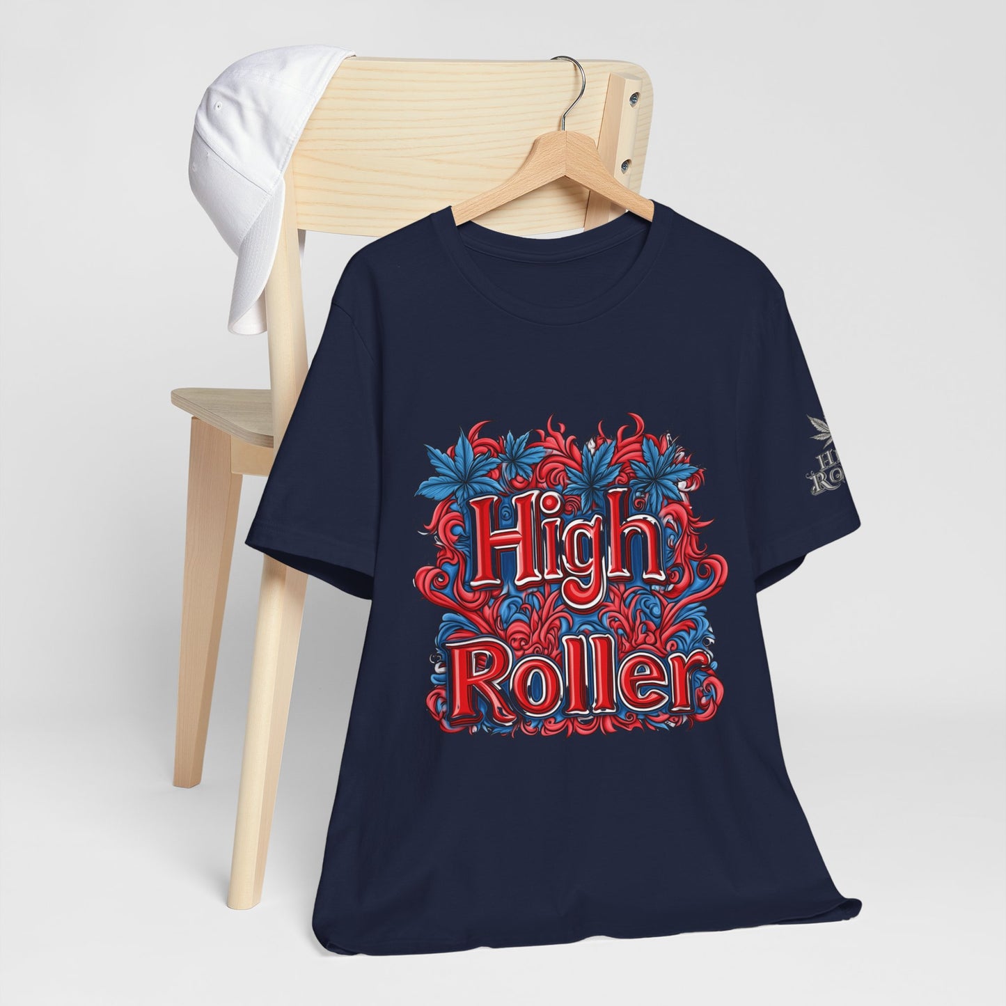High Roller Ornate Logo Tee - Cannabis Typography Art Design | High Roller