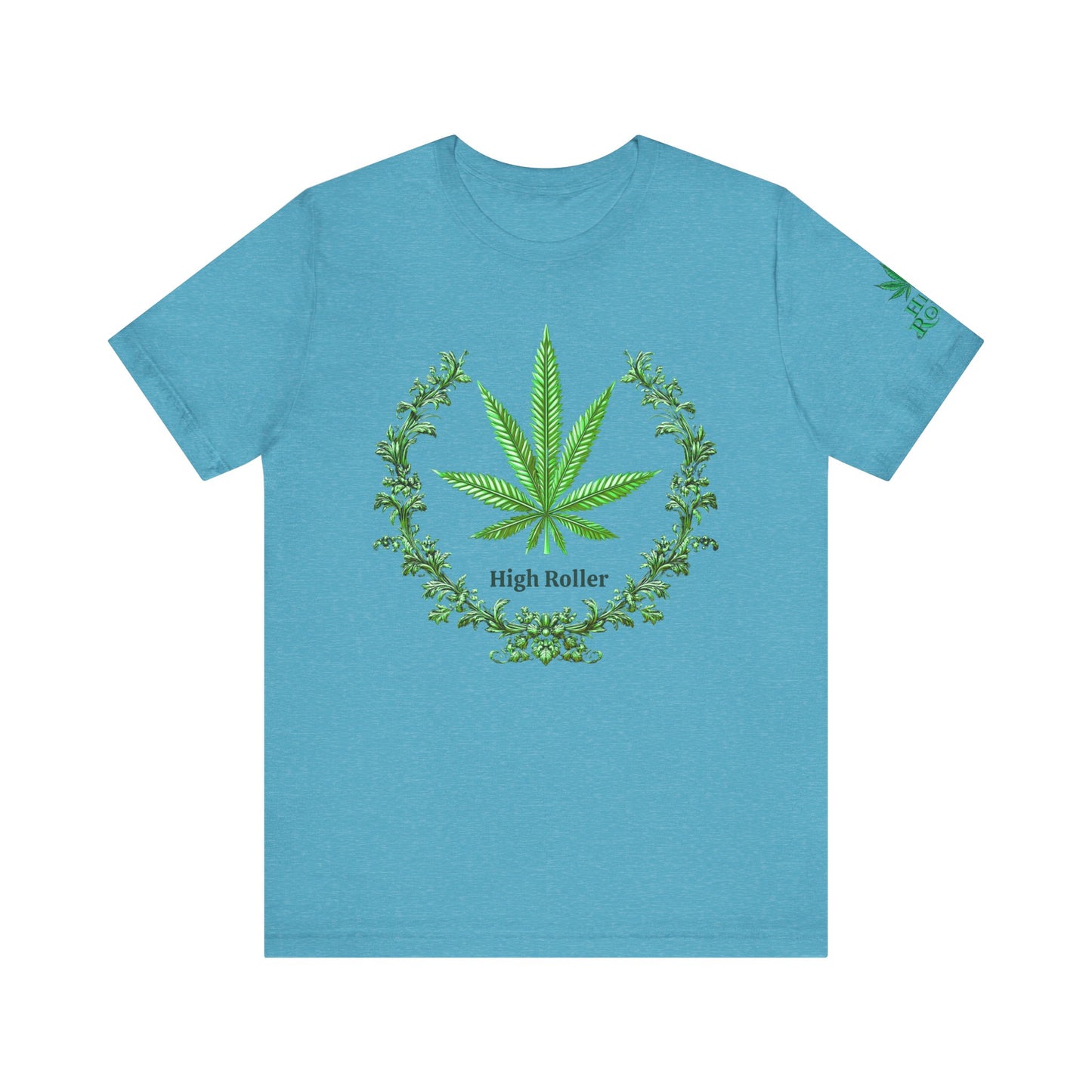 Cannabis Crest Wreath Tee - Botanical Elegance Art Design | High Roller