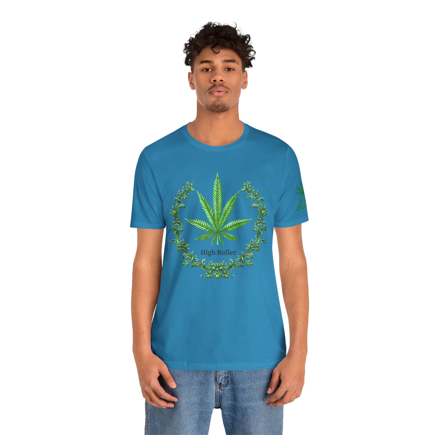 Cannabis Crest Wreath Tee - Botanical Elegance Art Design | High Roller