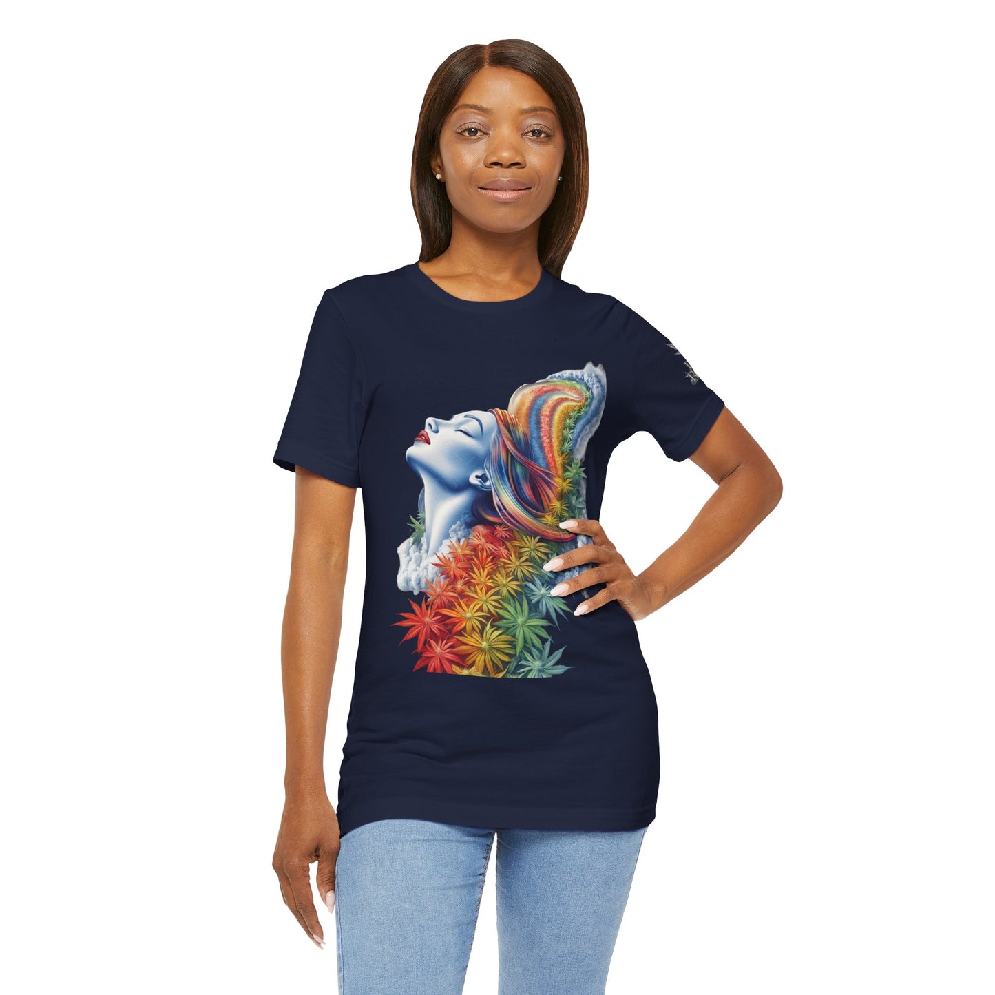 Rainbow Cannabis Goddess Tee - Ethereal Beauty Art Design | High Roller