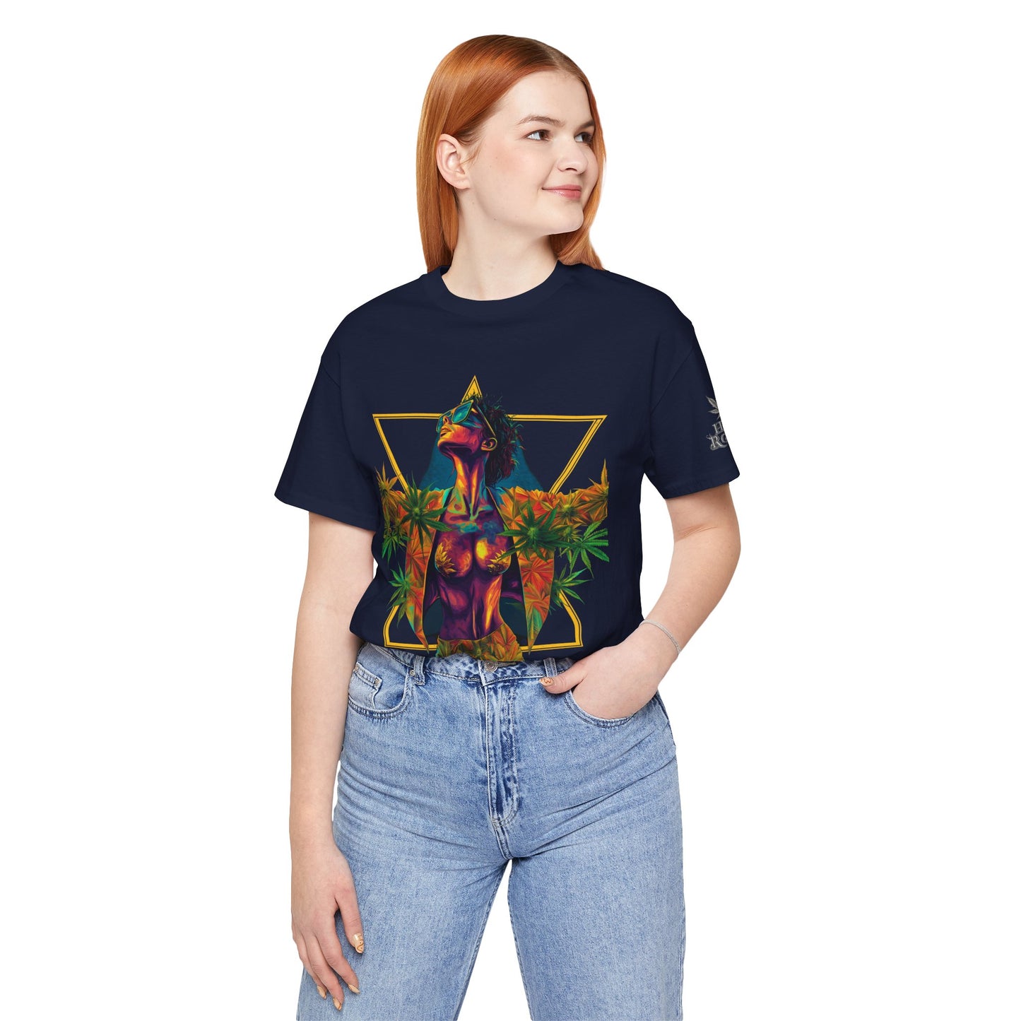 Sacred Geometry Cannabis Goddess Tee - Psychedelic Beauty Art Design | High Roller