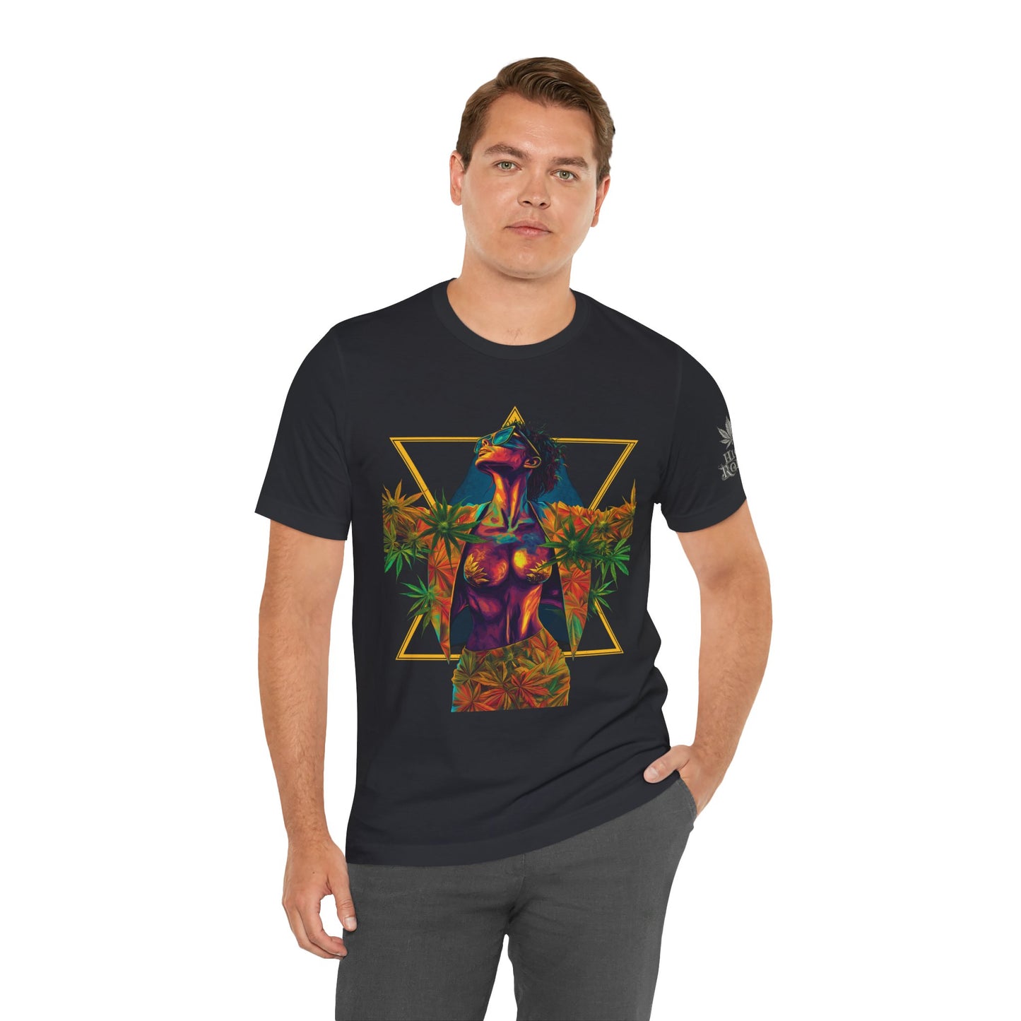 Sacred Geometry Cannabis Goddess Tee - Psychedelic Beauty Art Design | High Roller
