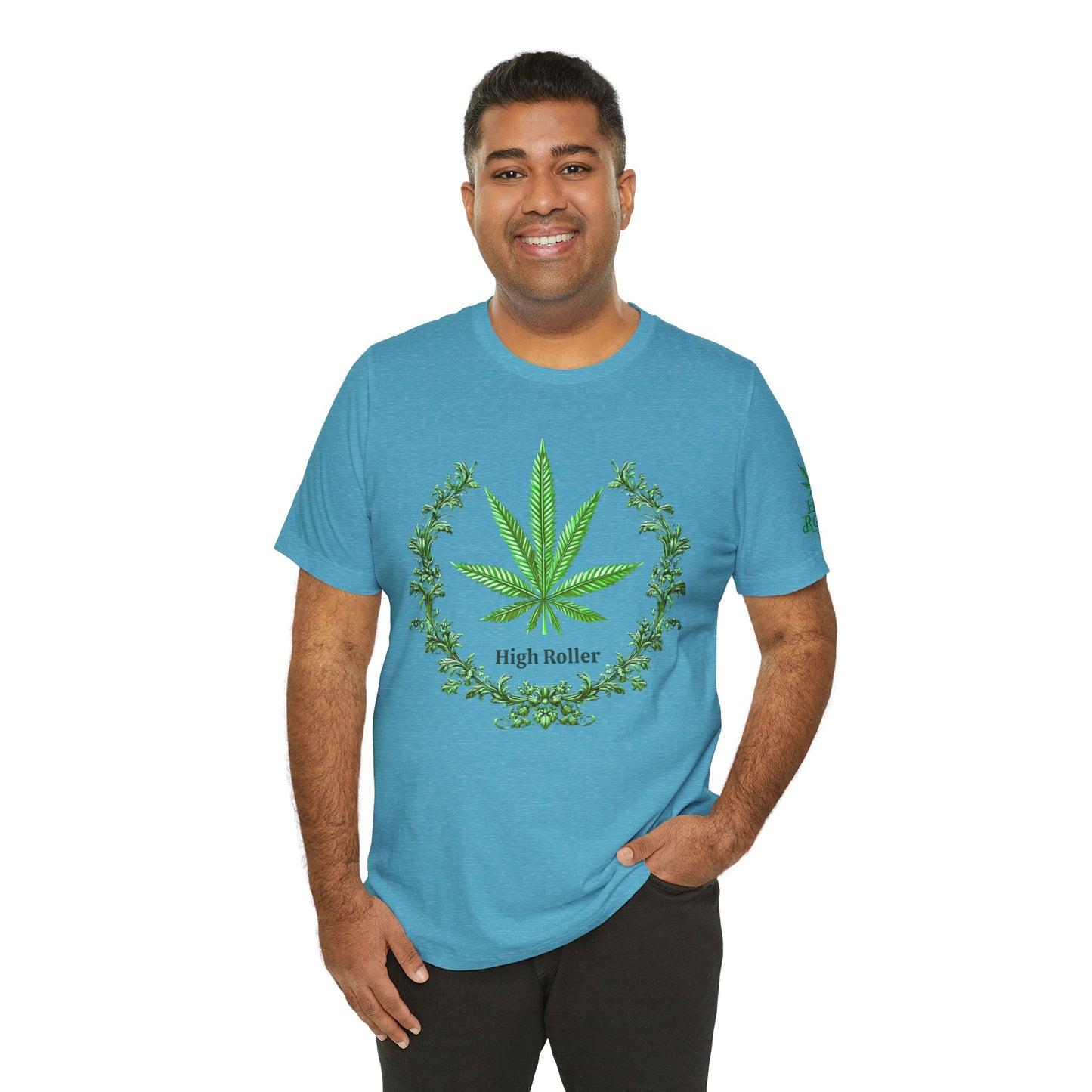 Cannabis Crest Wreath Tee - Botanical Elegance Art Design | High Roller