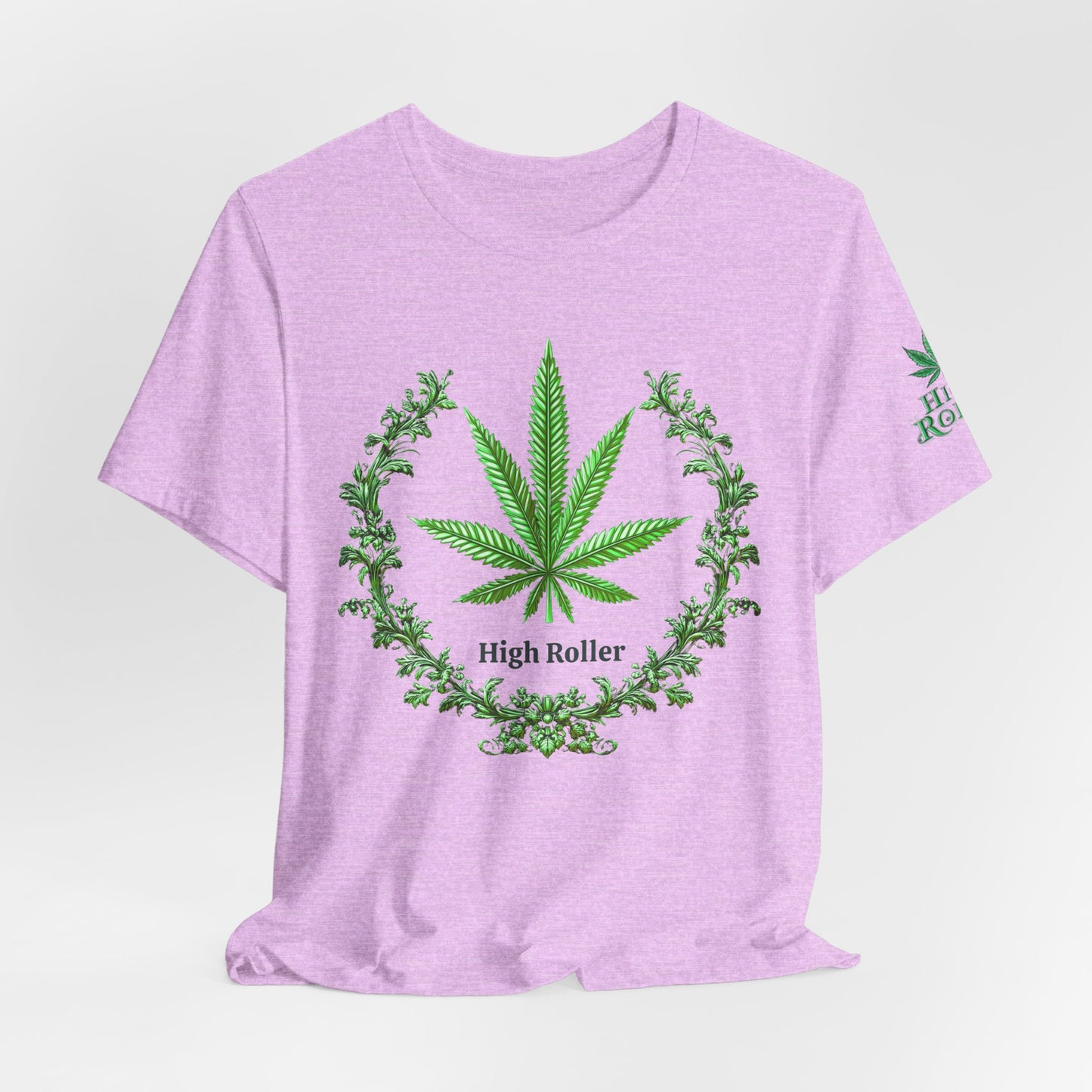 Cannabis Crest Wreath Tee - Botanical Elegance Art Design | High Roller