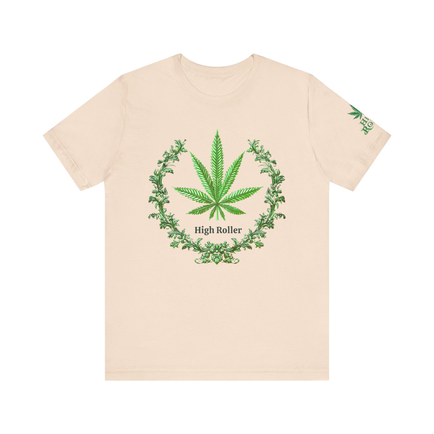 Cannabis Crest Wreath Tee - Botanical Elegance Art Design | High Roller