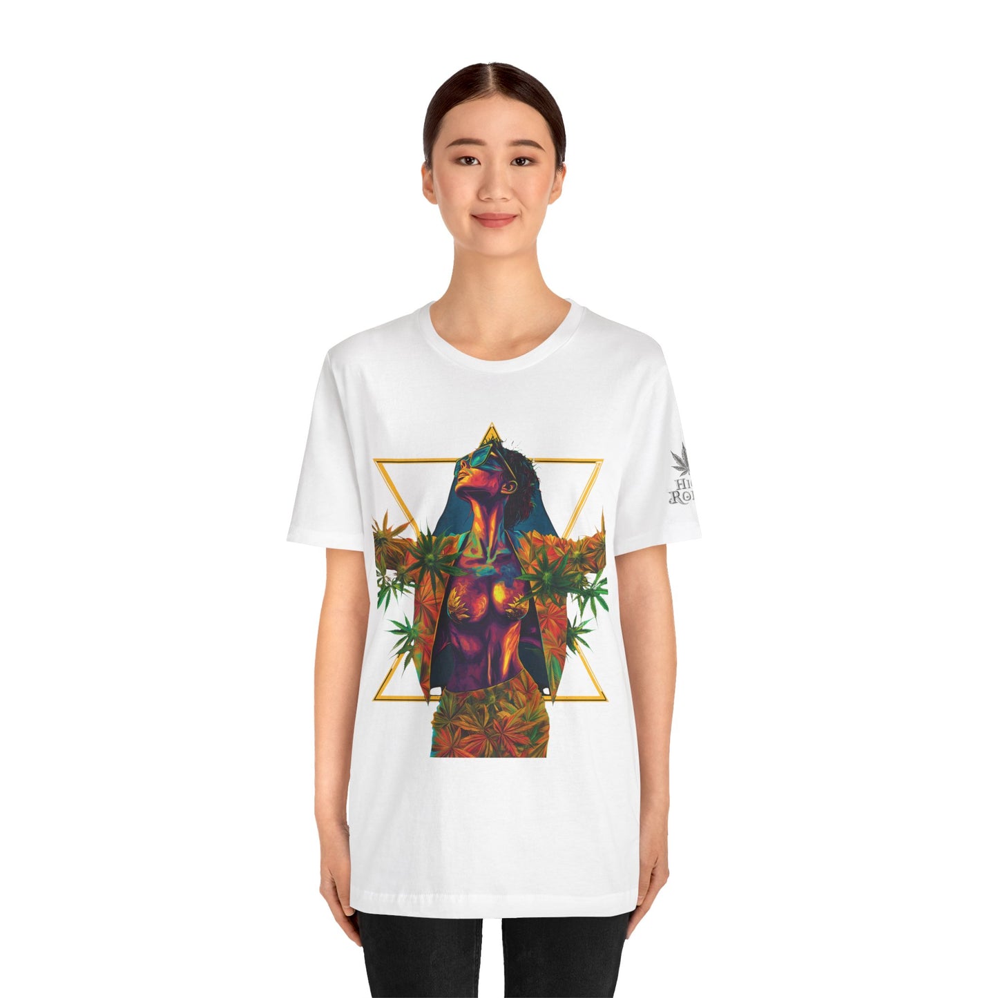 Sacred Geometry Cannabis Goddess Tee - Psychedelic Beauty Art Design | High Roller
