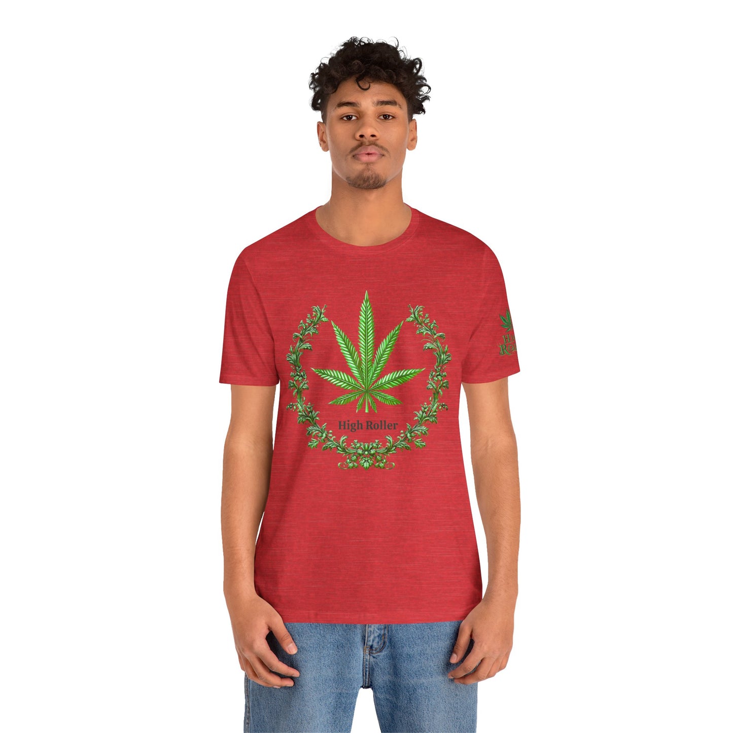 Cannabis Crest Wreath Tee - Botanical Elegance Art Design | High Roller
