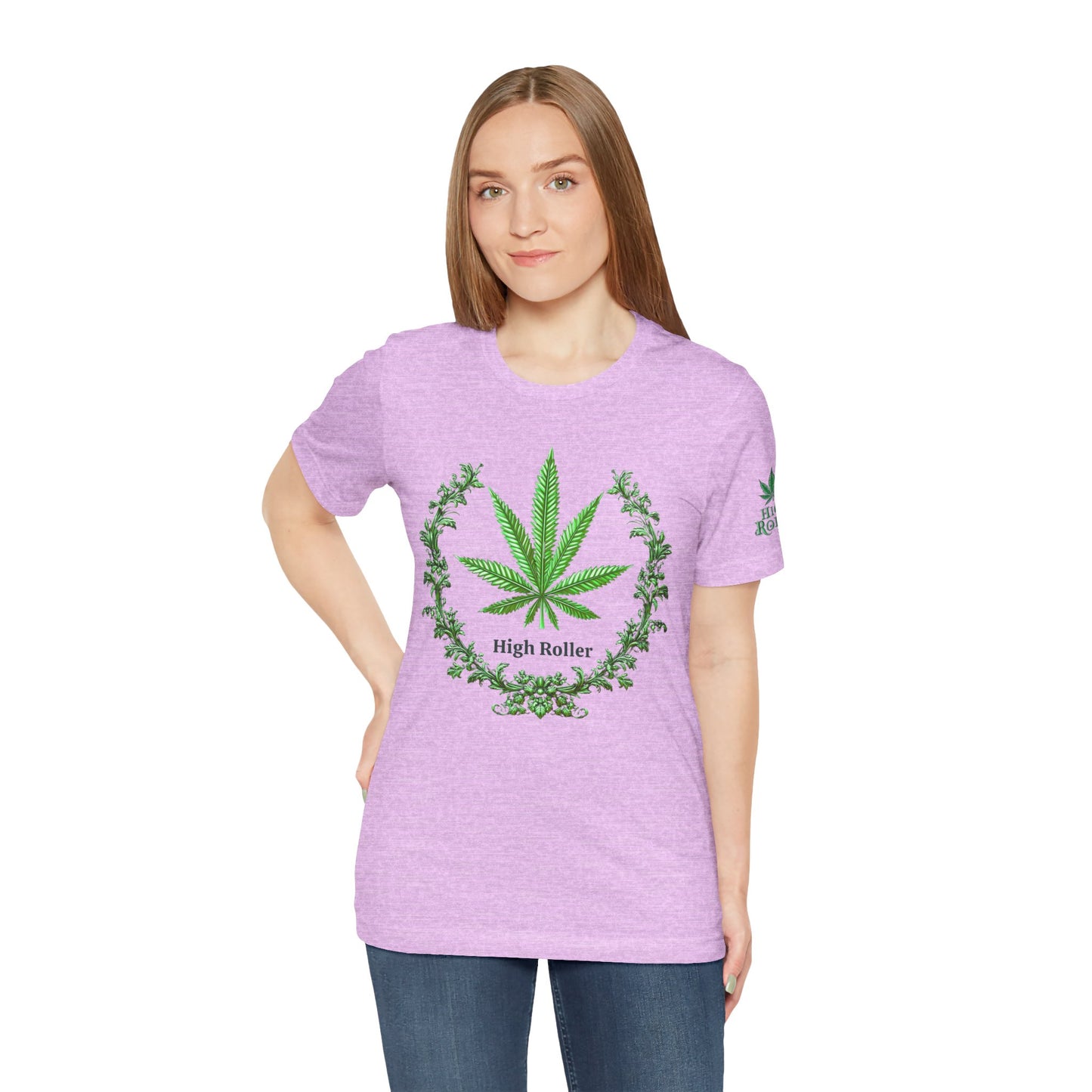 Cannabis Crest Wreath Tee - Botanical Elegance Art Design | High Roller