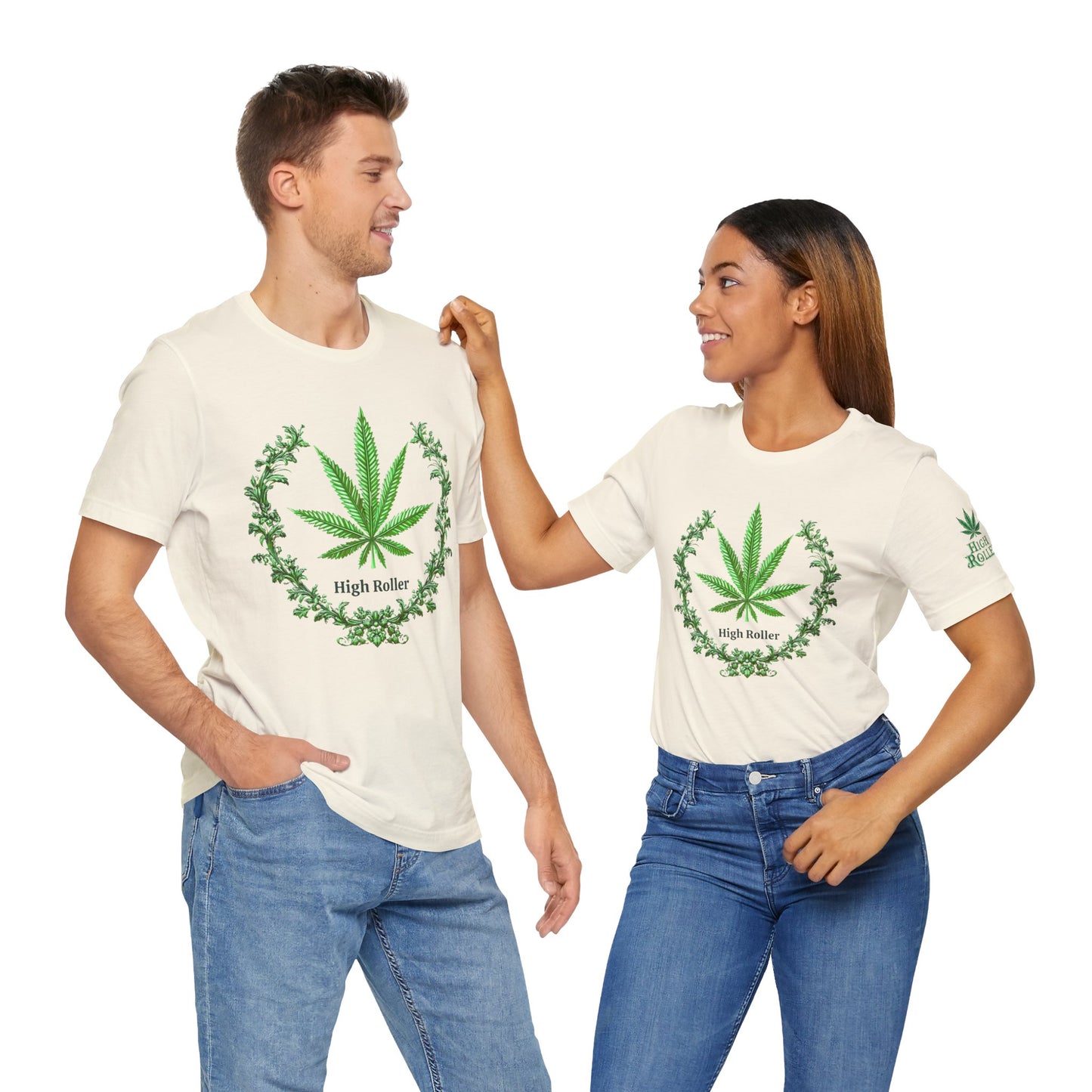 Cannabis Crest Wreath Tee - Botanical Elegance Art Design | High Roller