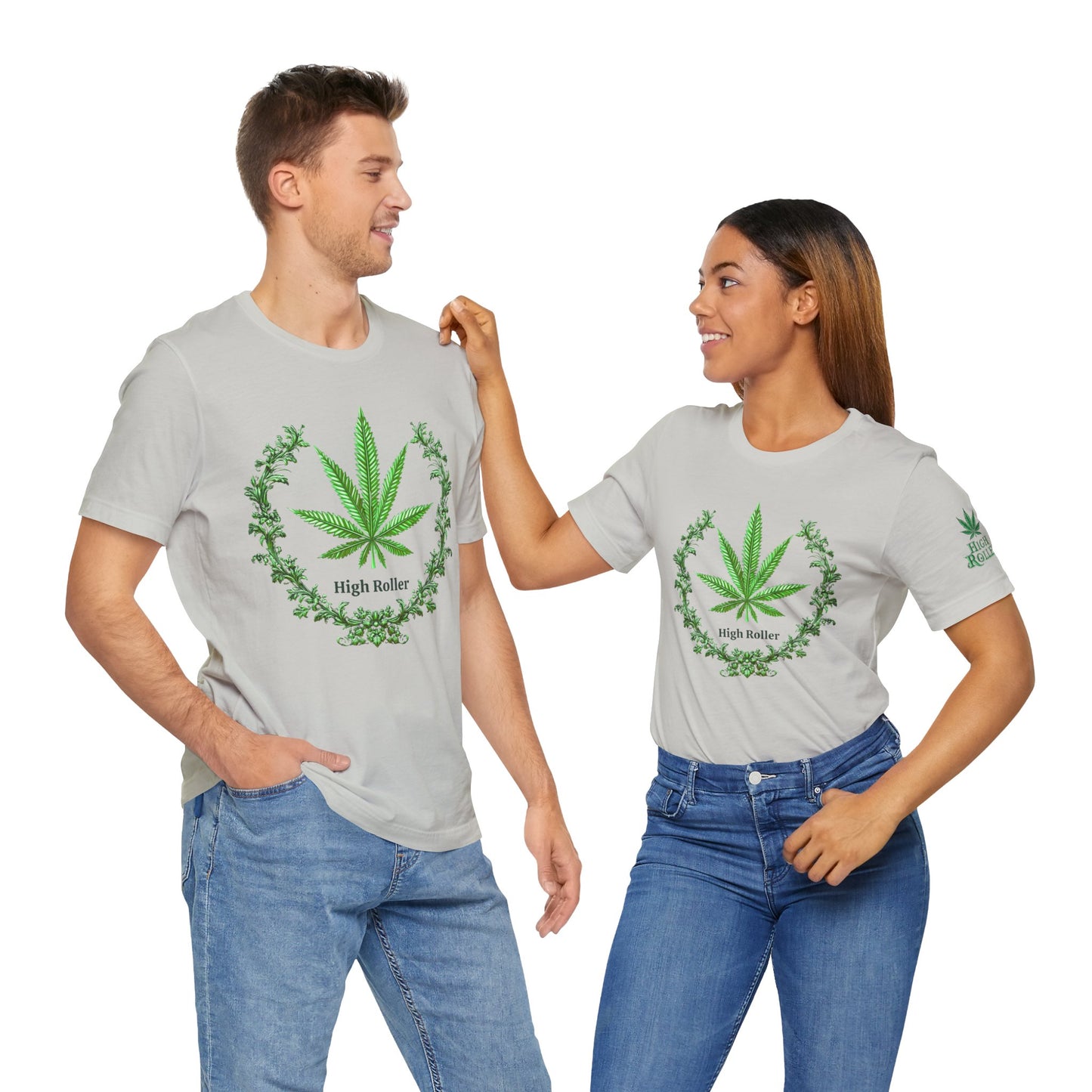 Cannabis Crest Wreath Tee - Botanical Elegance Art Design | High Roller