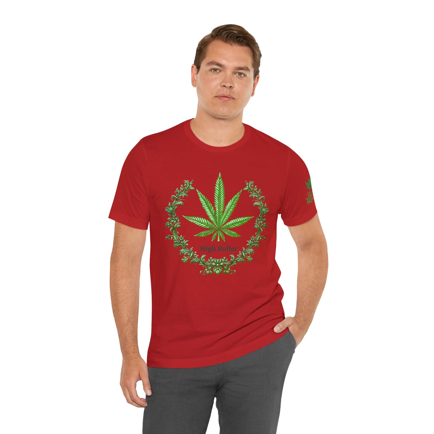 Cannabis Crest Wreath Tee - Botanical Elegance Art Design | High Roller