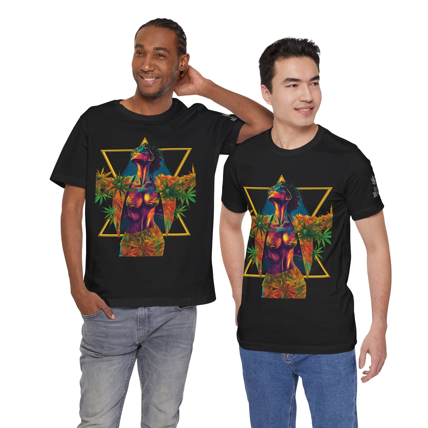 Sacred Geometry Cannabis Goddess Tee - Psychedelic Beauty Art Design | High Roller
