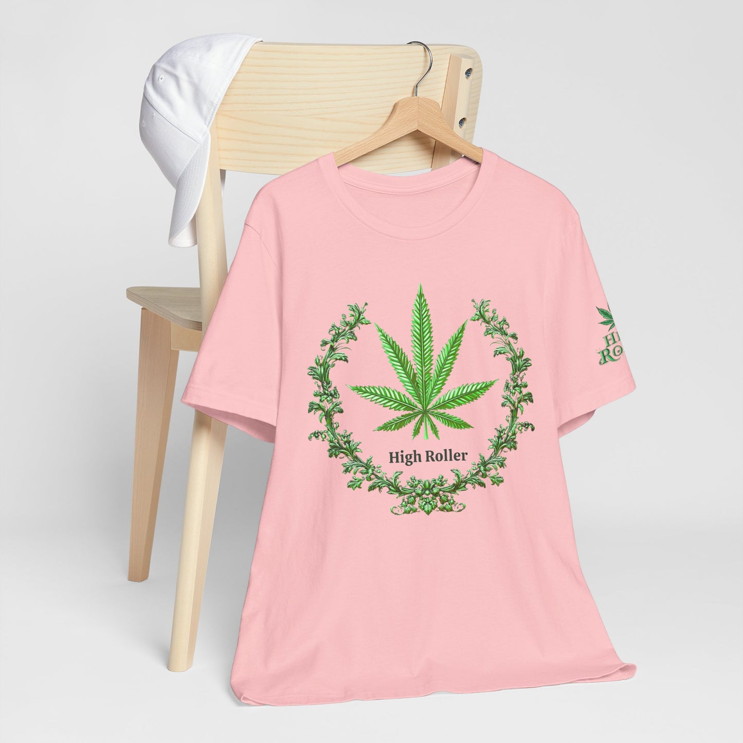 Cannabis Crest Wreath Tee - Botanical Elegance Art Design | High Roller