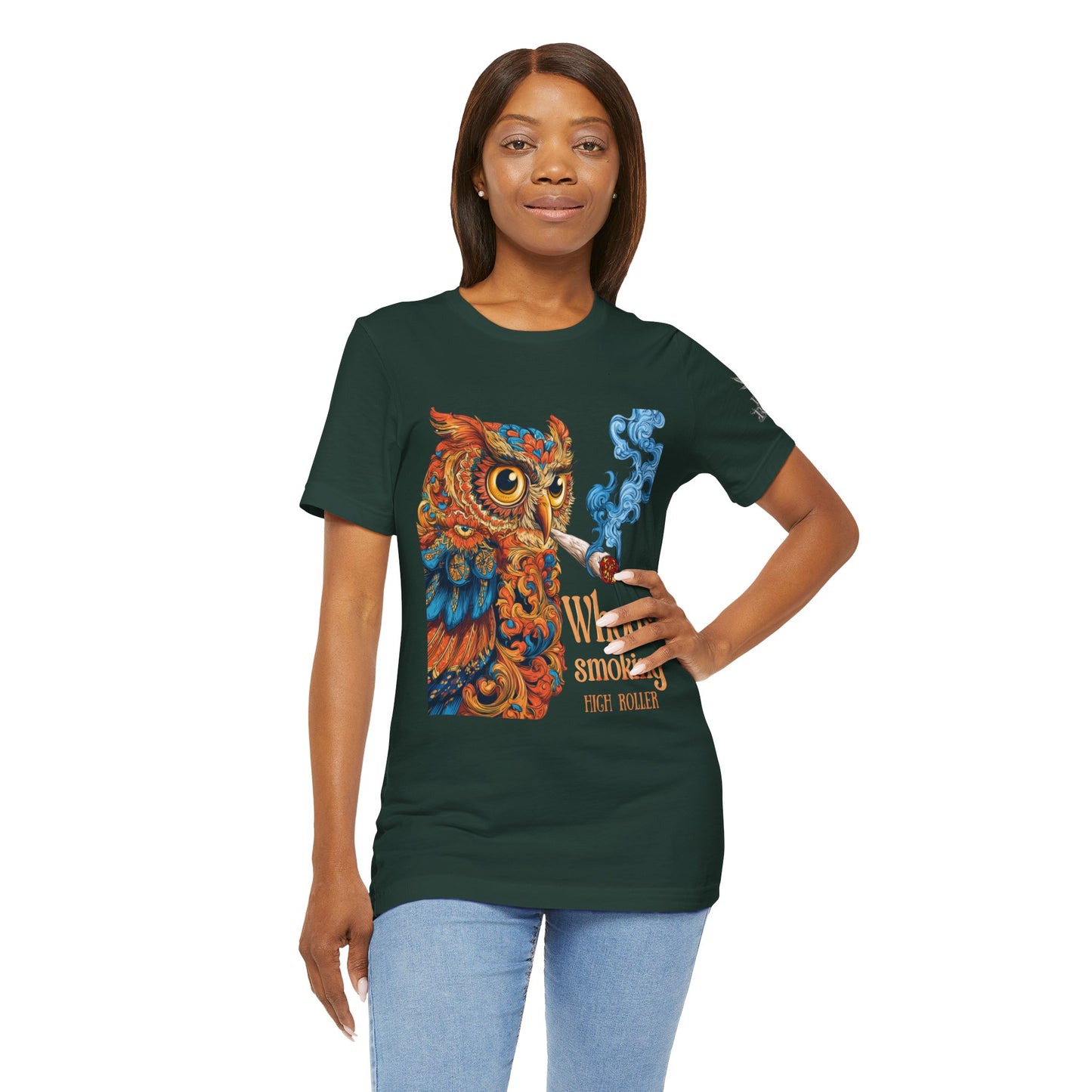 Whoos Smoking Owl Tee - Wise Cannabis Art Design | High Roller